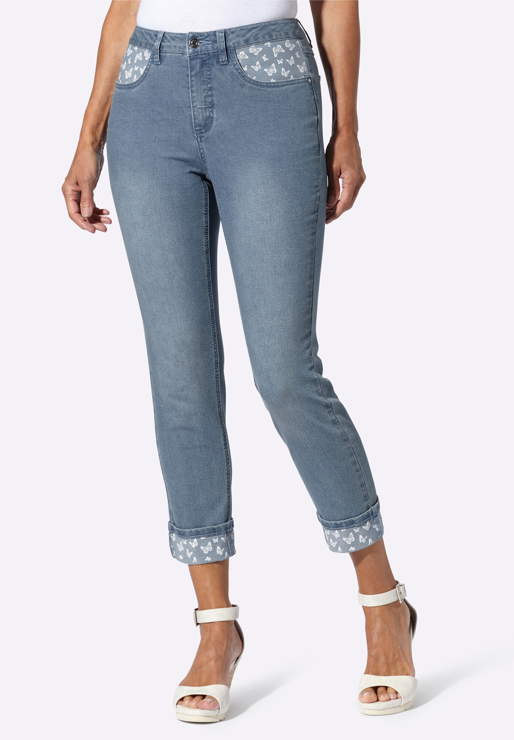 Sieh an! Bequeme Jeans »7/8-Jeans 7/8-Jeans mit Schmetterlings-Einsätzen«
