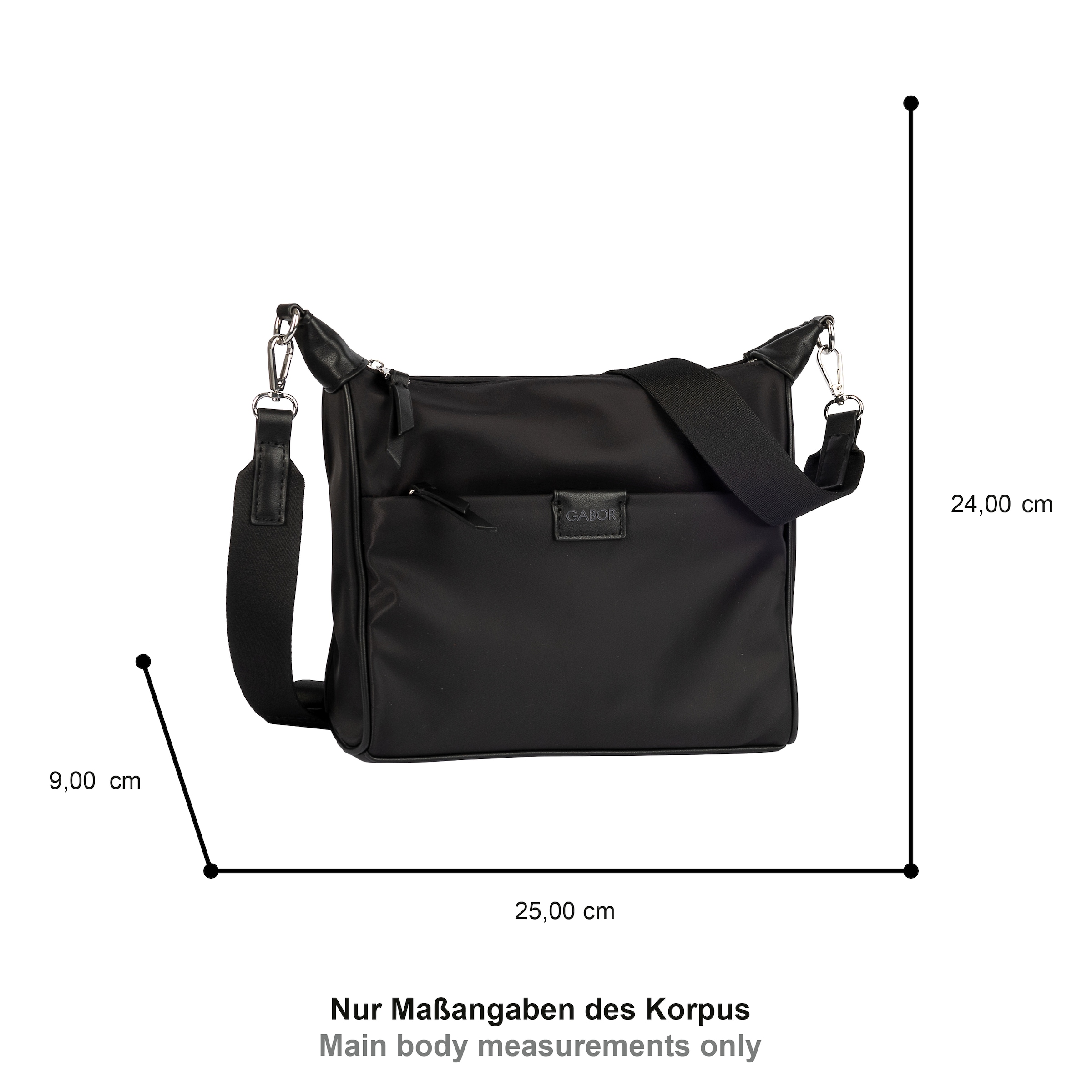 Gabor Umhängetasche »Brisa« Nylon trifft auf glattes Lederimitat mit Metallzipper & viel Stauraum