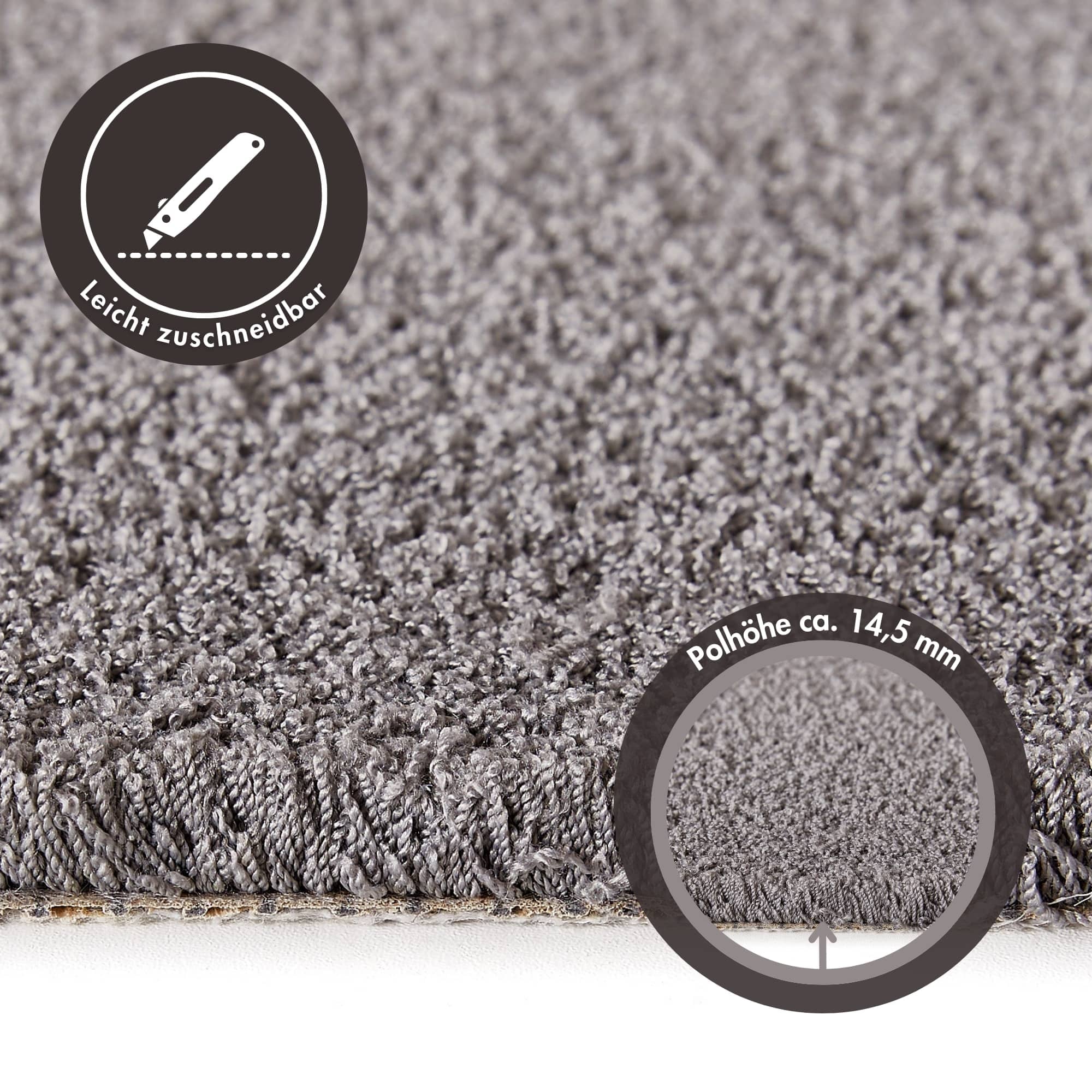 Andiamo Teppichboden »Softness, Velours, Made in Belgium«, rechteckig, 17 mm Höhe, Uni Farben, Breite 400 cm, besonders weich, Wohnzimmer, Schlafzimmer