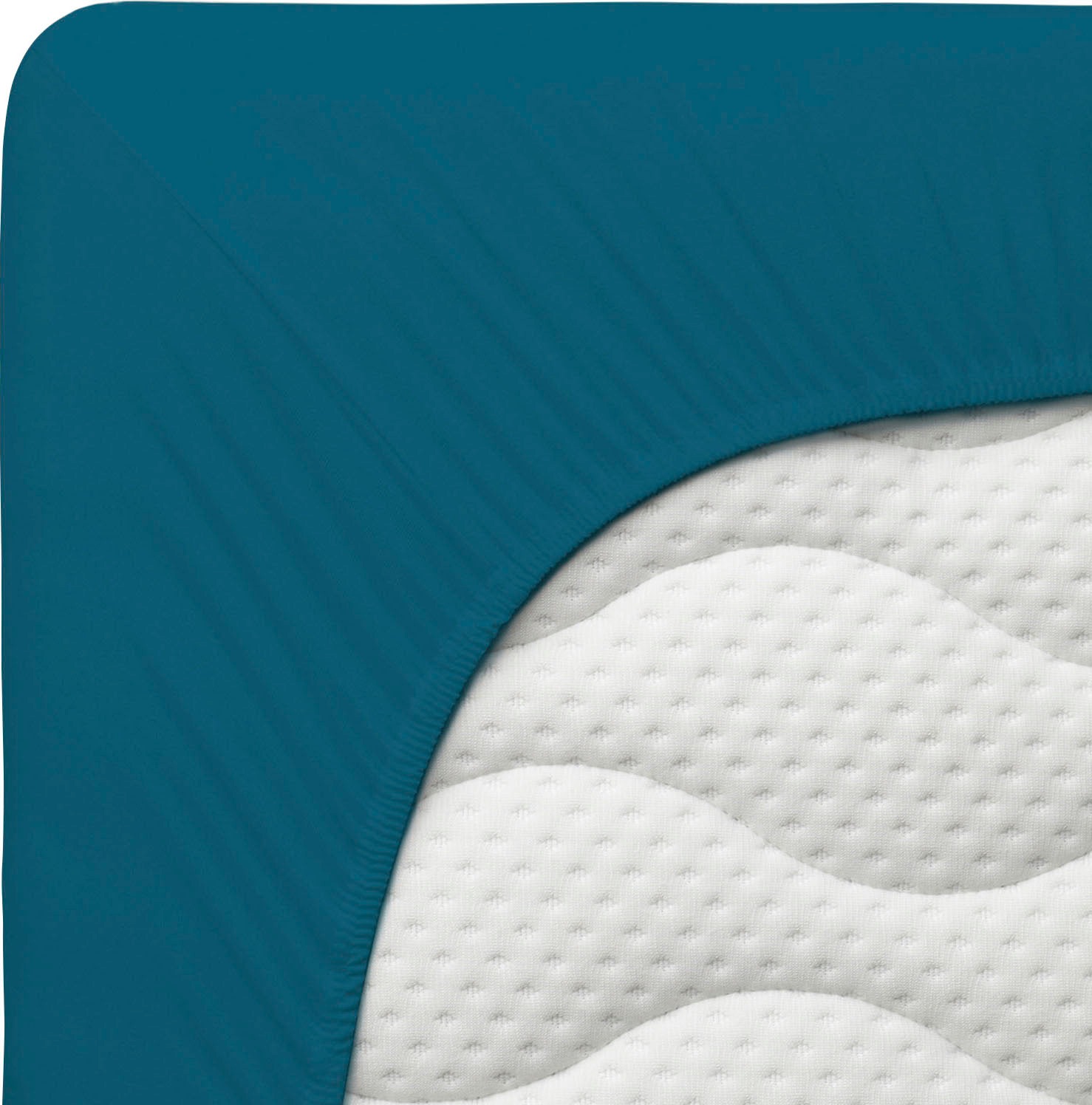 Schlafgut Spannbettlaken »PREMIUM Mako-Zwirn-Jersey, 220 g/m², 95% Bio-Baumwolle, 5% Elasthan« Bettlaken bis 30 cm Höhe, PREMIUM-Qualität langlebig, perfekter Sitz