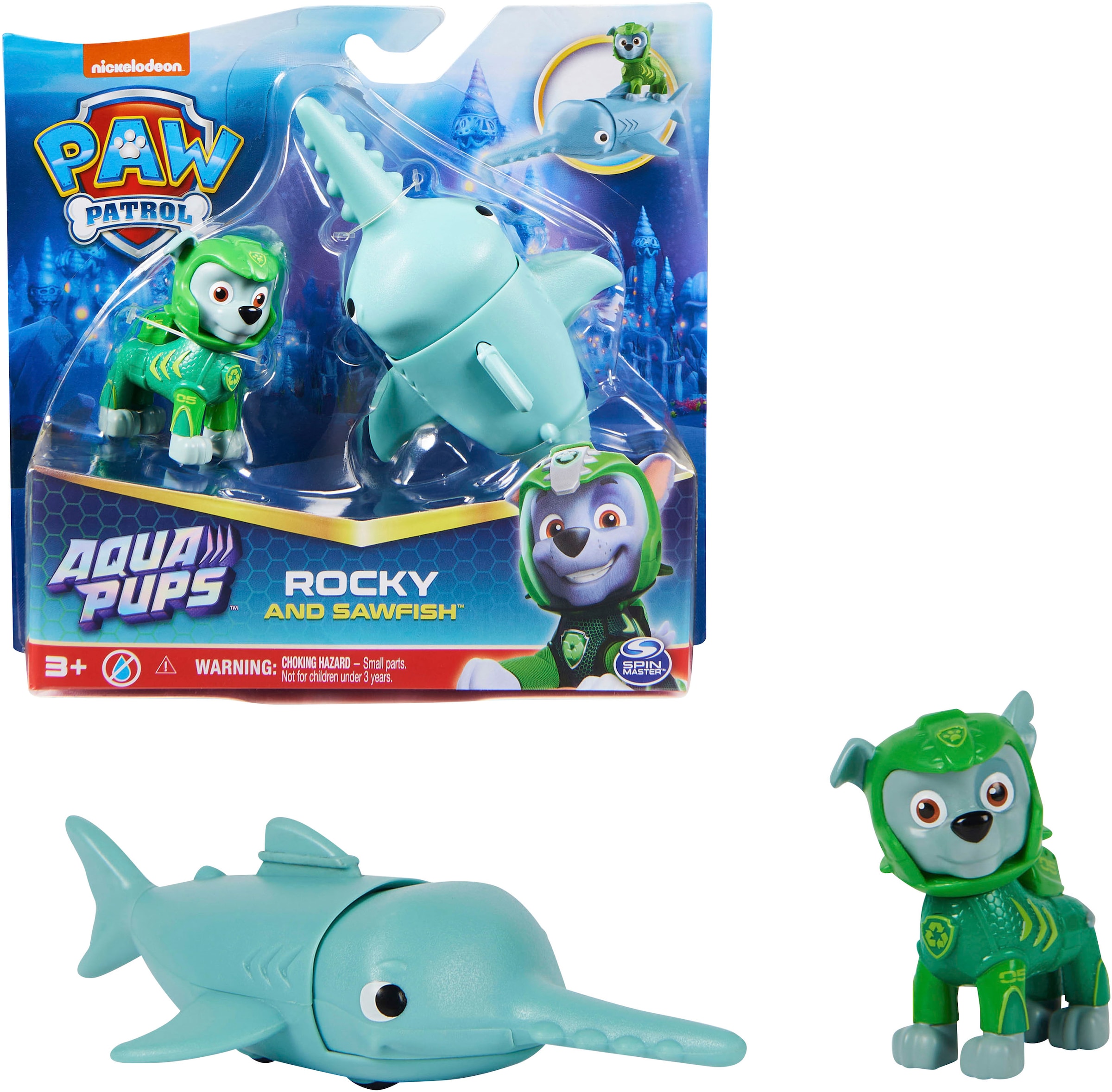 Spielfigur »Paw Patrol - Aqua Pups - Hero Pups Solid Rocky«, (Set)