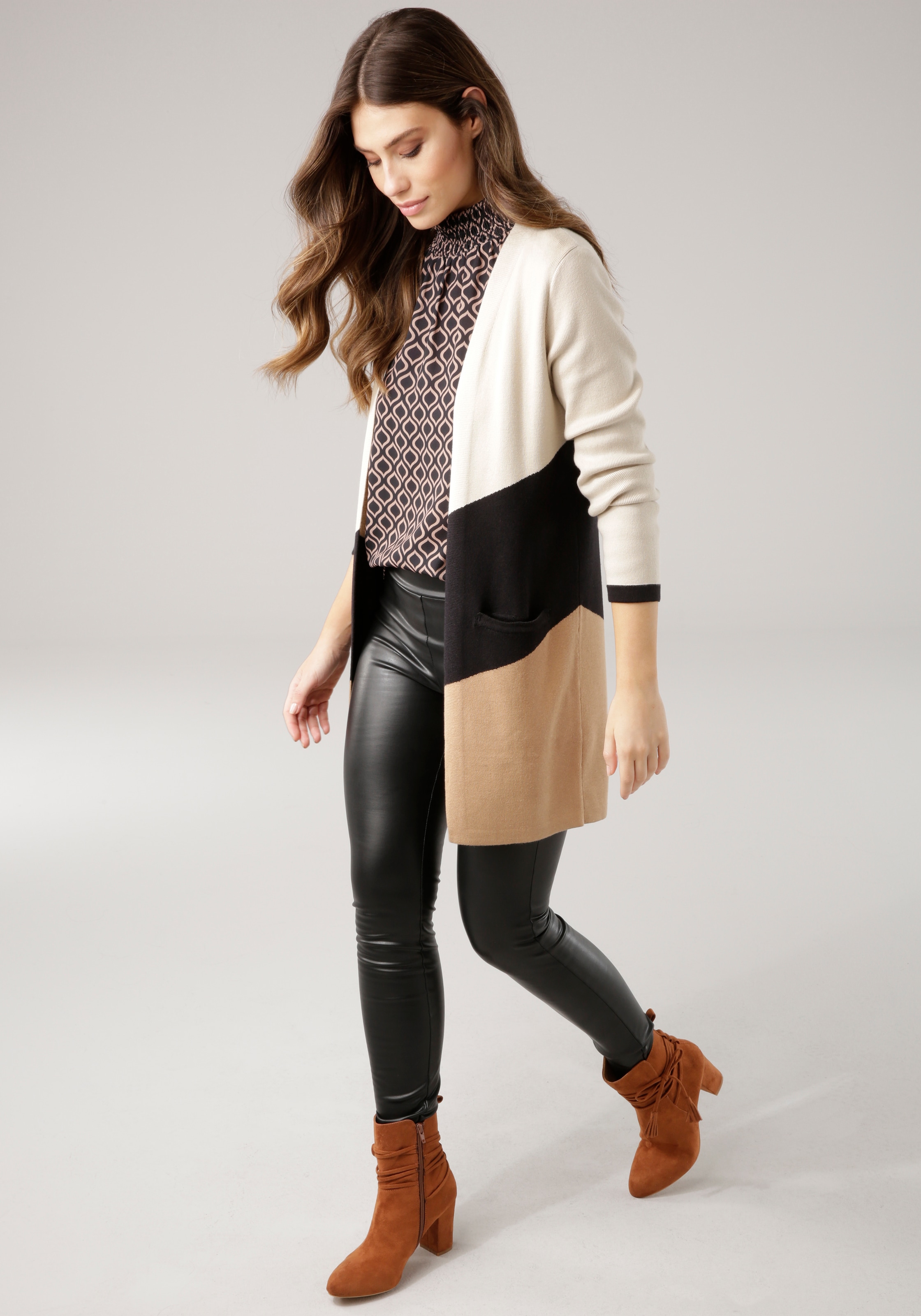 Laura Scott Longstrickjacke, mit Diagonalstreifen