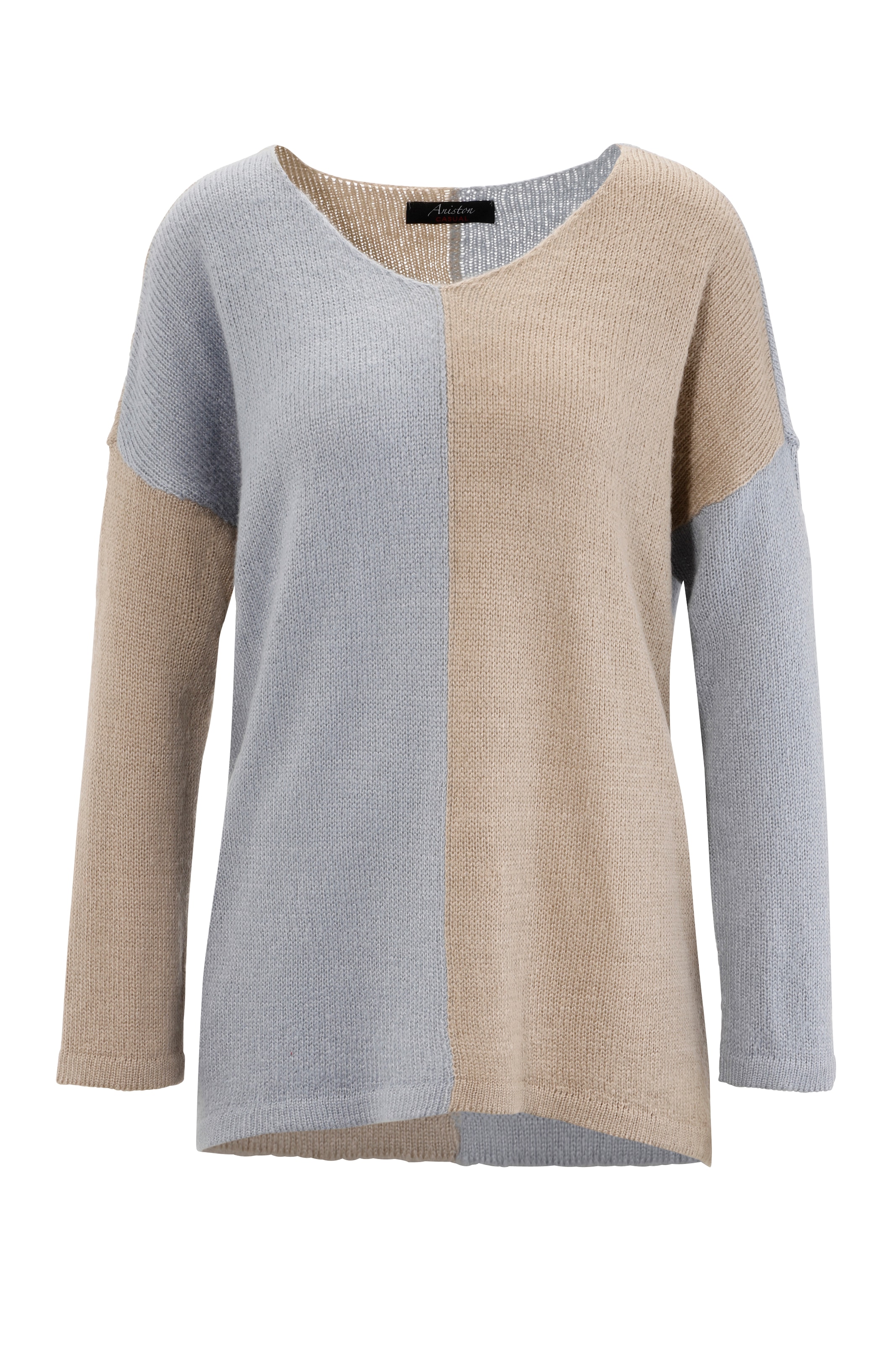 Aniston CASUAL Strickpullover, mit pastellfarbenem Farbteiler