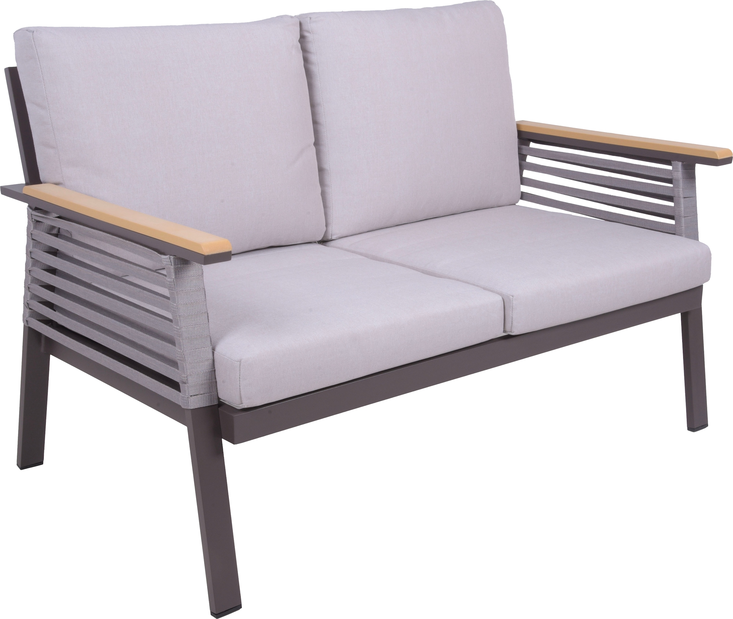 Garden Pleasure Gartenlounge-Set », Lounge-Gruppe »DENIA«« 2 Sessel,  1 Sofa,Tisch LxB: 55,5x100 cm, inkl beigen Kissen