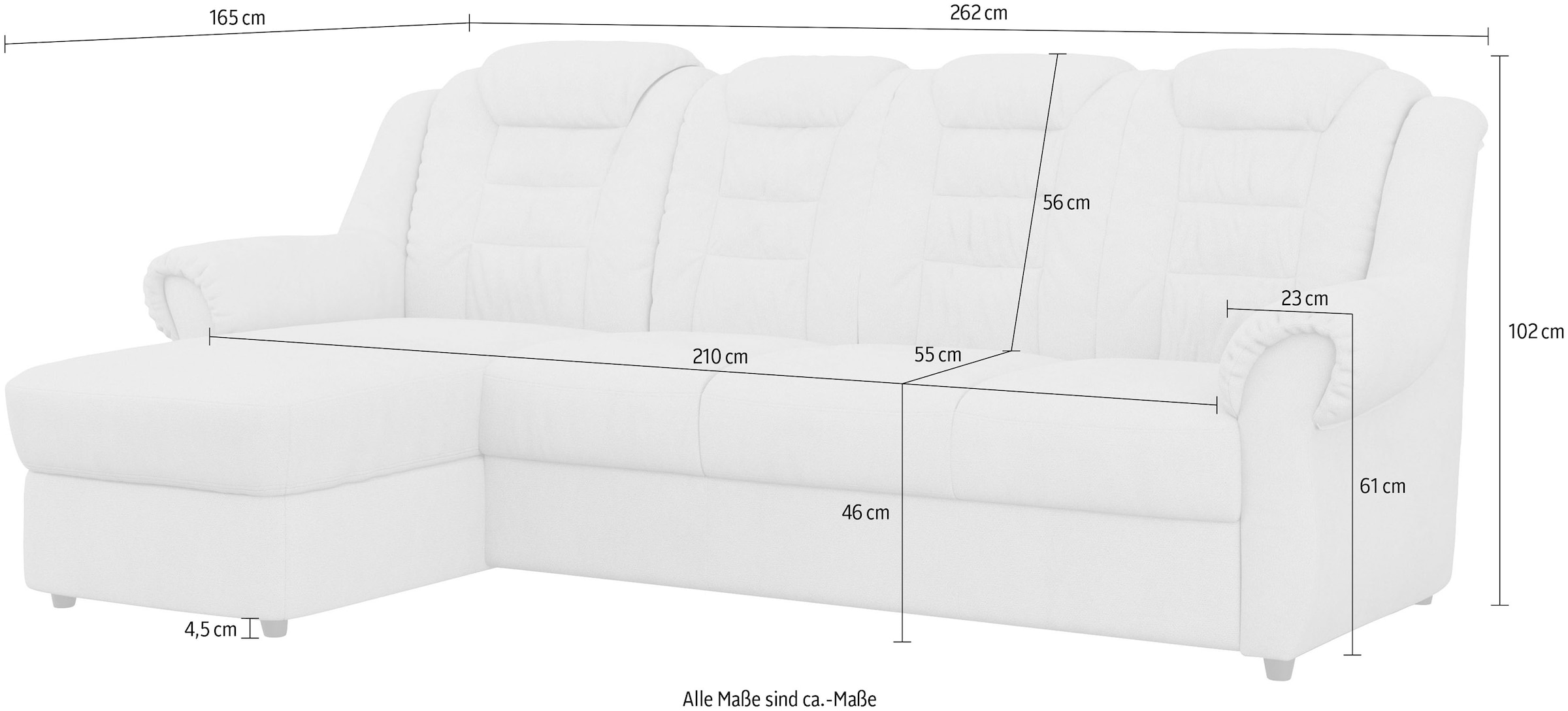 Home affaire Ecksofa »Boston L-Form«, mit hoher Rückenlehne, wahlweise mit Bettfunktion