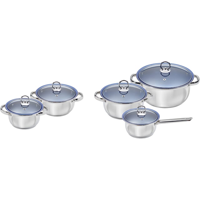 KING Topf-Set »Silver Line Deluxe Blue«, Edelstahl, (Set, 5 tlg.) mit 3  Jahren XXL Garantie