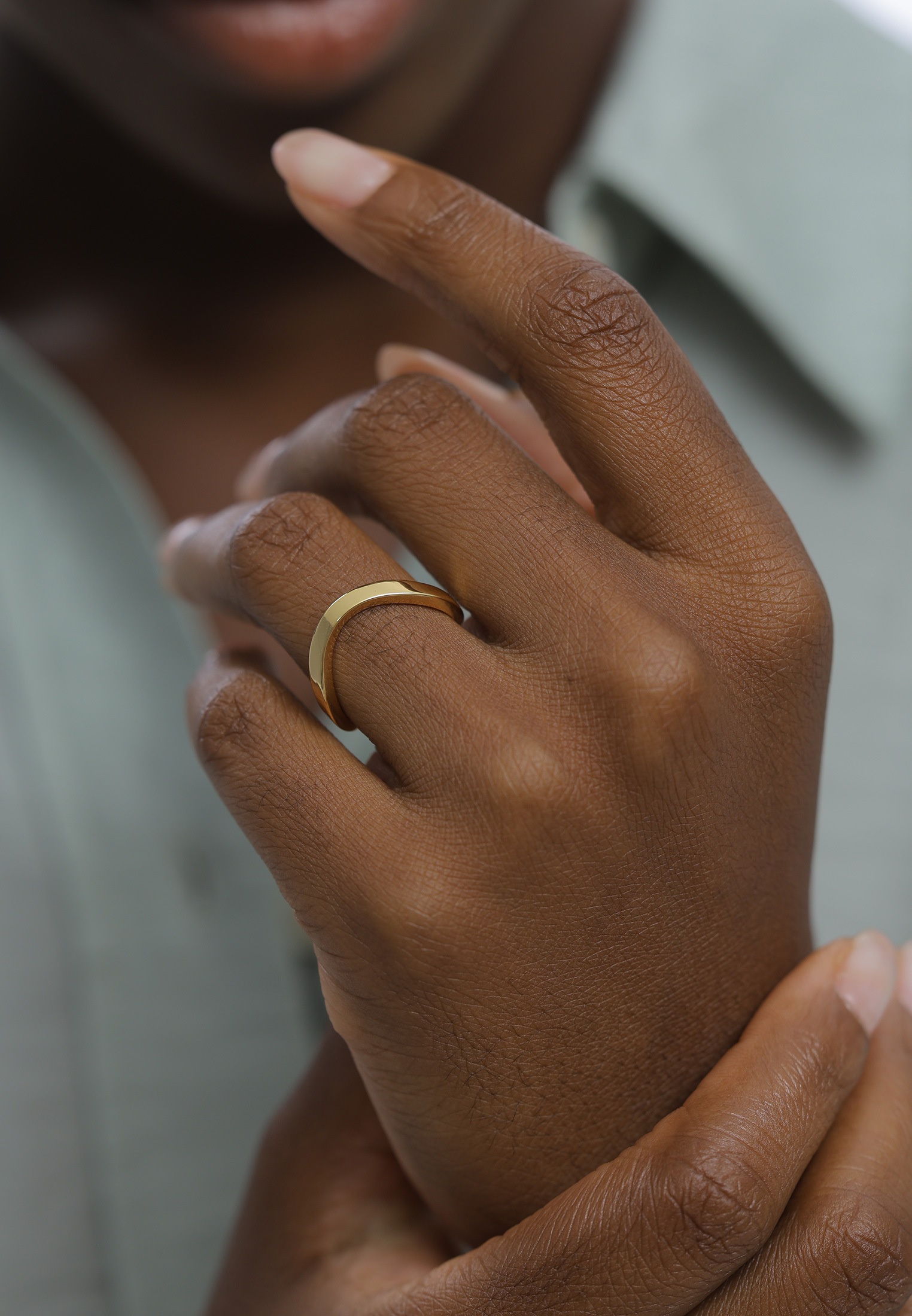 Elli Silberring »Ring Bandring Stapelring Welle Goldfarben für Damen«