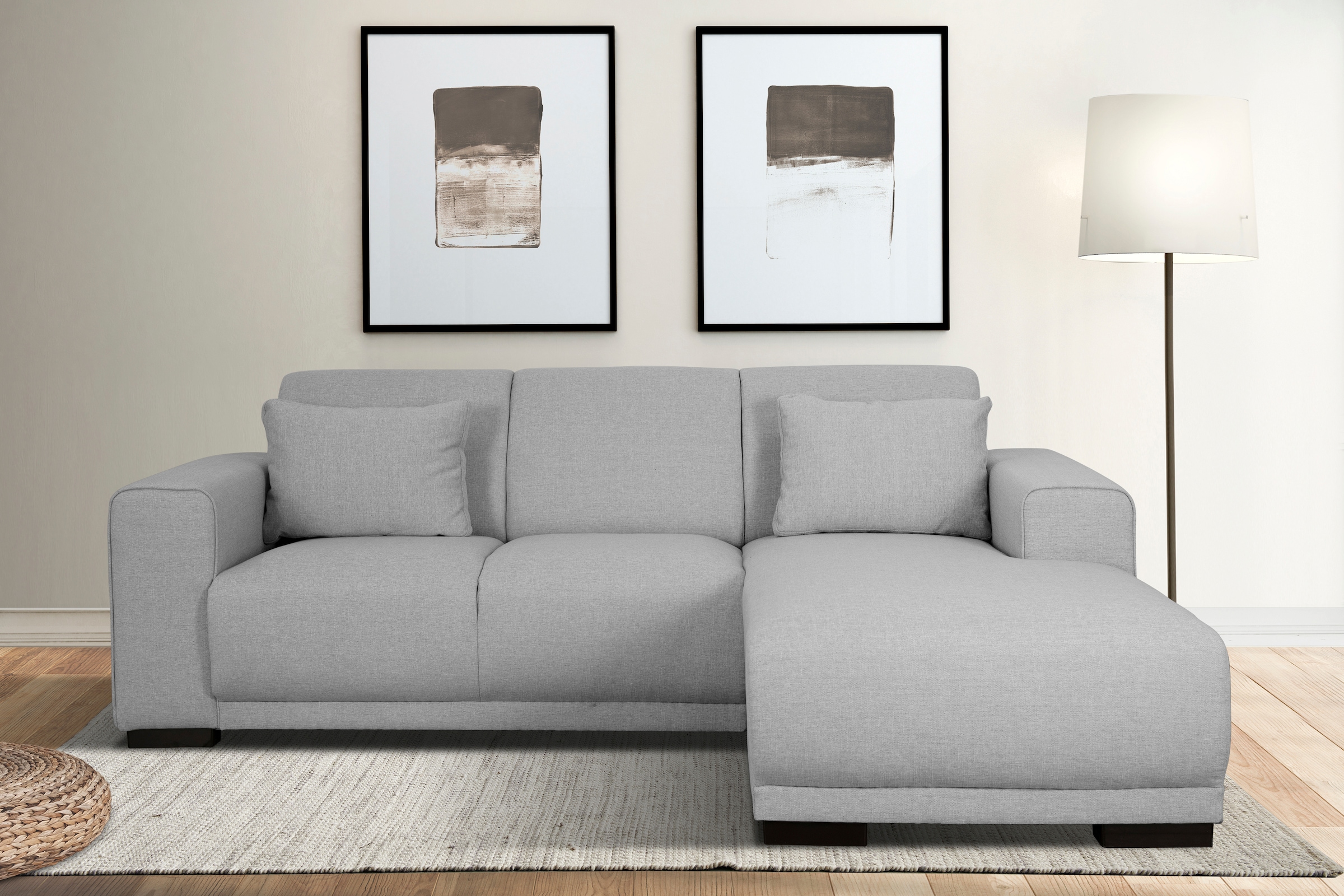 Home affaire Ecksofa »BORNHOLM L-Form mit Recamiere, Maße B/T/H: 234/162/85 cm«, Recamiere links oder rechts bestellbar, Wellenfederung, inkl. 2 Kissen