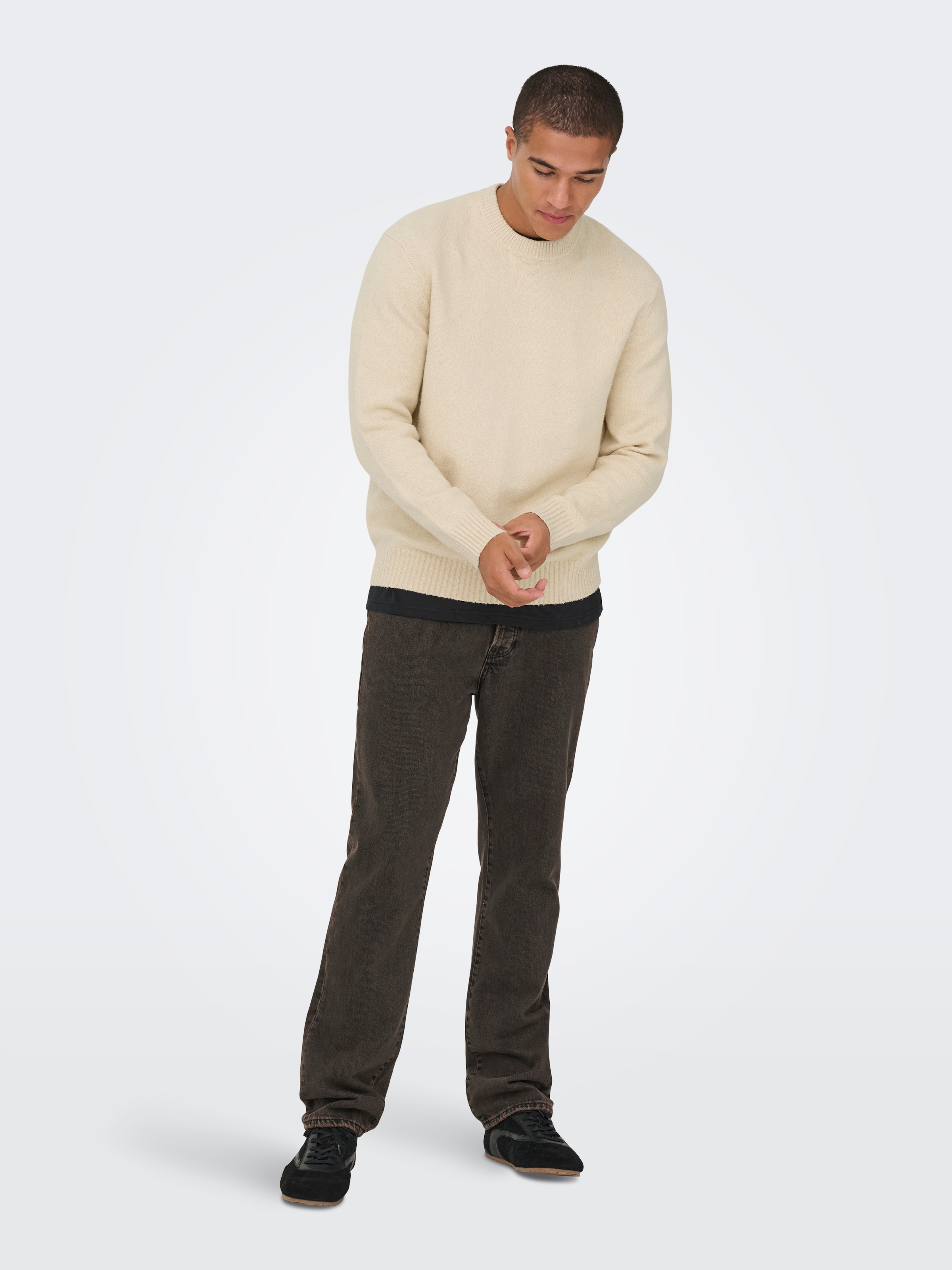 ONLY & SONS Rundhalspullover »ONSJAMES RLX CREW KNIT« Baumwollmischung, relaxed fit