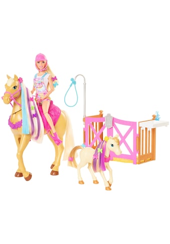 Barbie Anziehpuppe »Reiterin«, (Set), inkl. Pferd und Fohlen mit Farbwechsel-Mähne kaufen