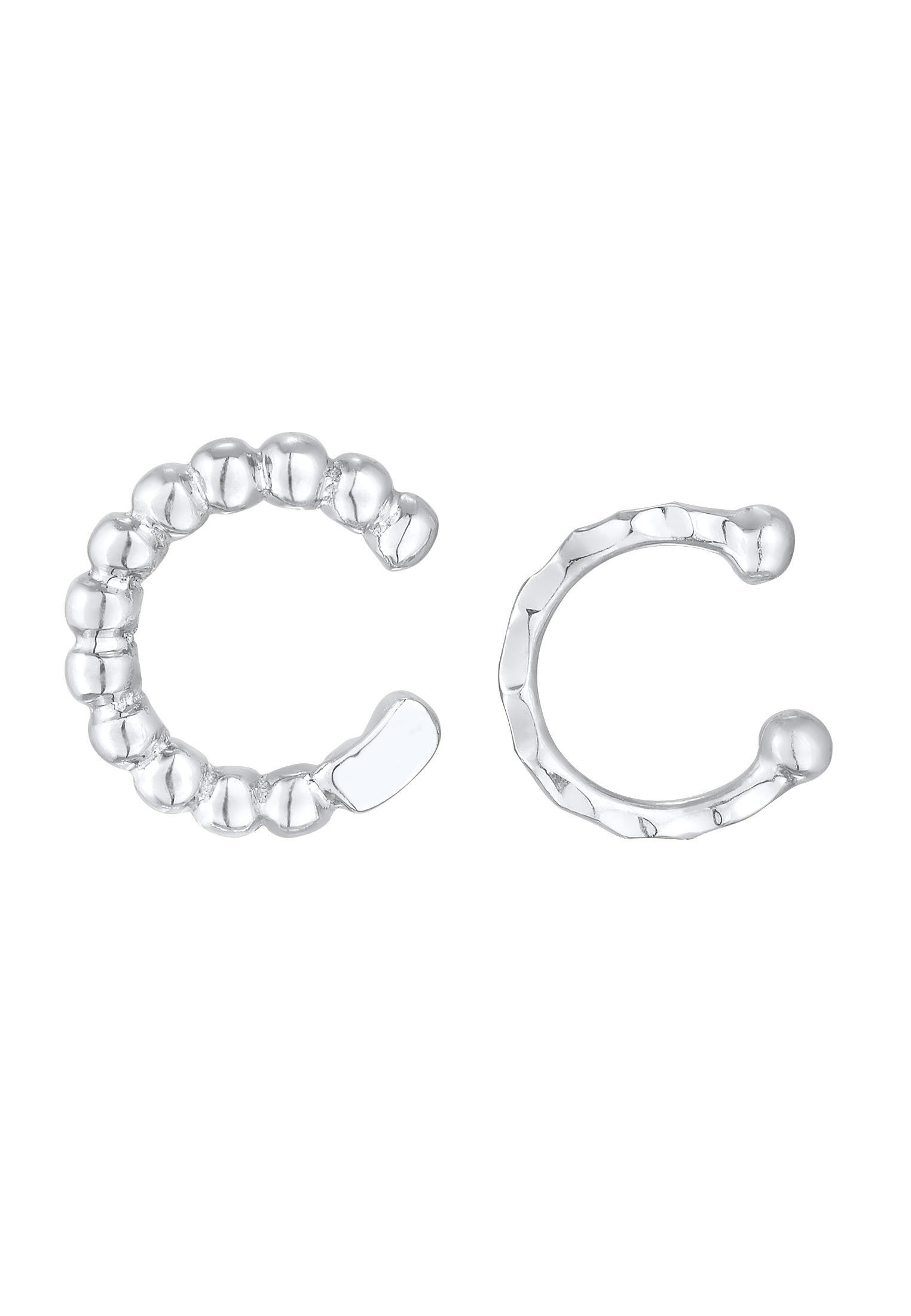 Elli Schmuckset »Ohrringe Earcuff 2er Set Dots Hammerschlag 925 Silber«