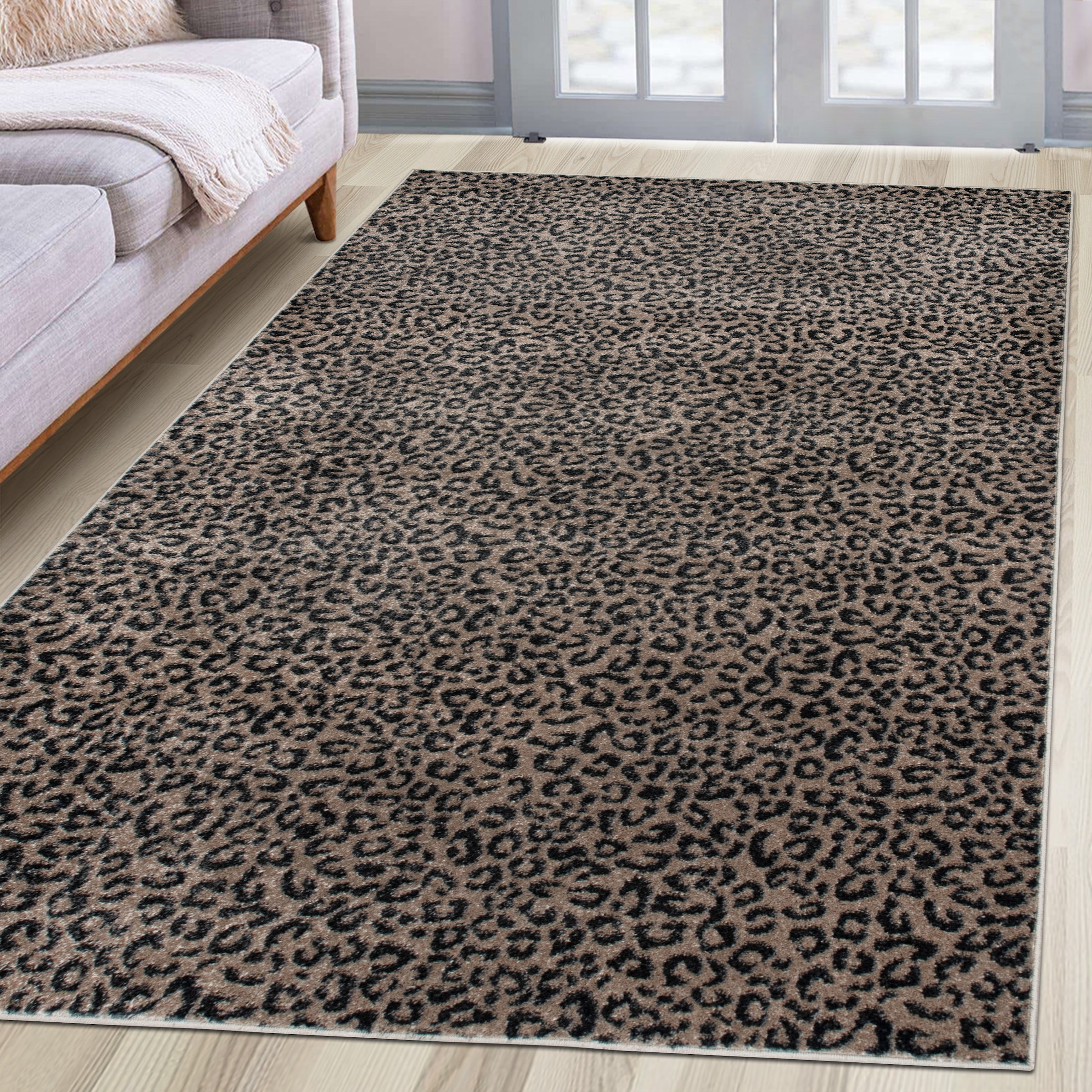 OTTO home Teppich »Fynna, Leoparden-Muster, Animalprint« rechteckig 9 mm Höhe besonders weicher Flor, Wohnzimmer, Schlafzimmer, Esszimmer, Leo