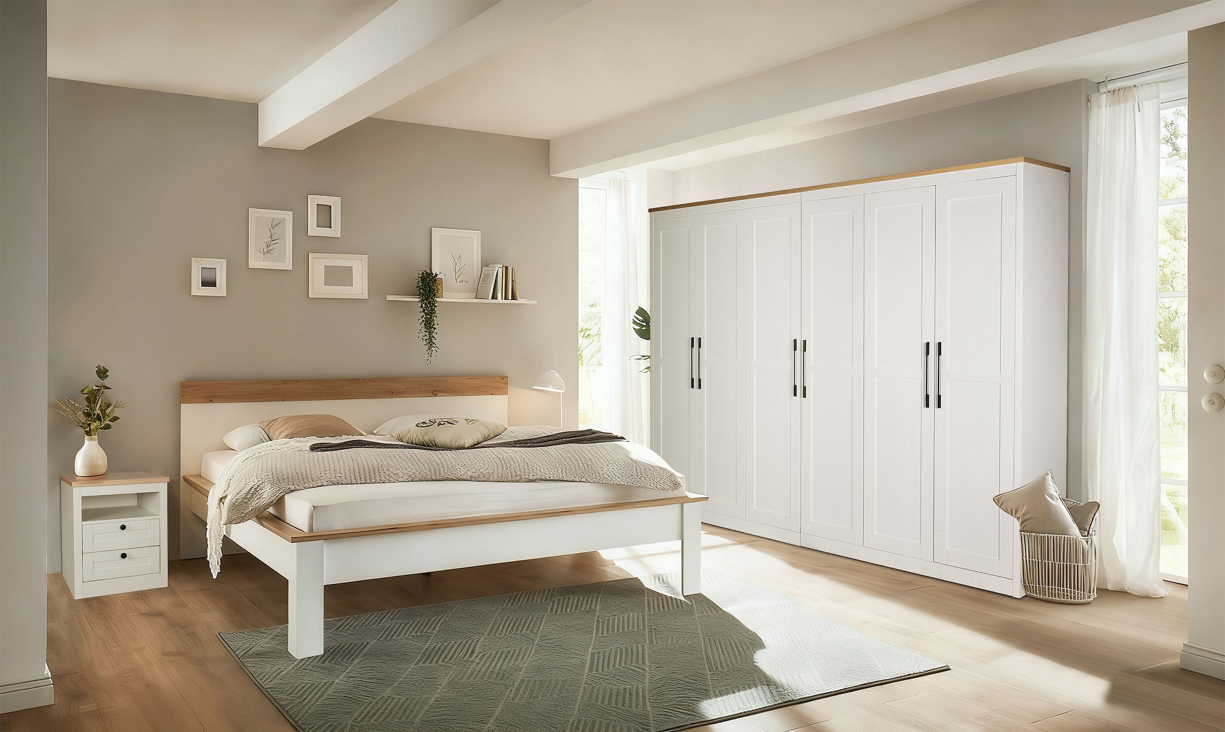 OTTO home Kleiderschrank »Büsum Schlafzimmer Schrank mit 6 Türen« stabile robuste Bauweise mit optimaler Aufteilung  - Breite 3m,  Schlafzimmerschrank Landhaus Design Garderobe Schrank Bestseller