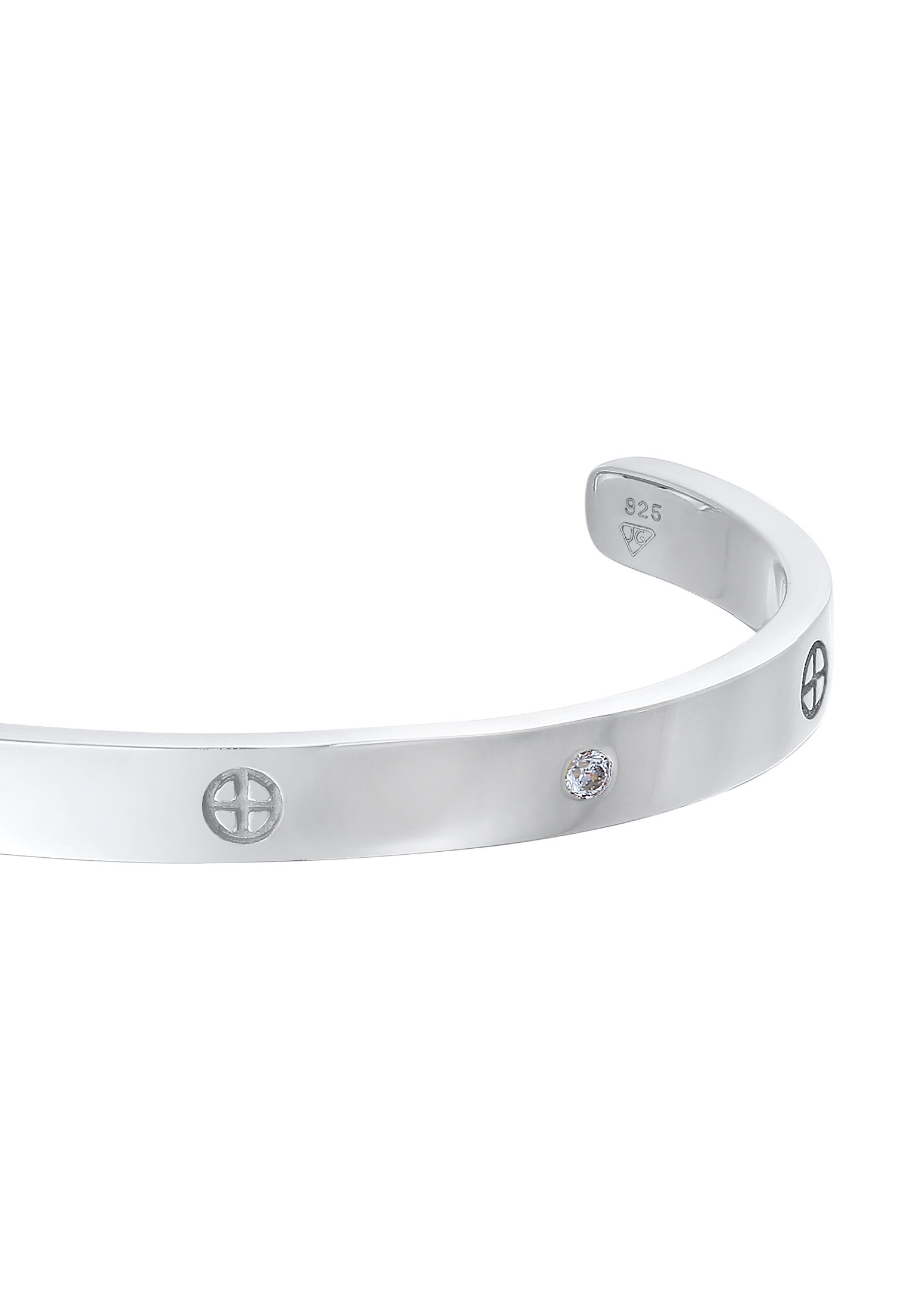 Elli Premium Armreif »Armband Geo Bangle Kreuz Minimal Zirkonia 925 Silber«