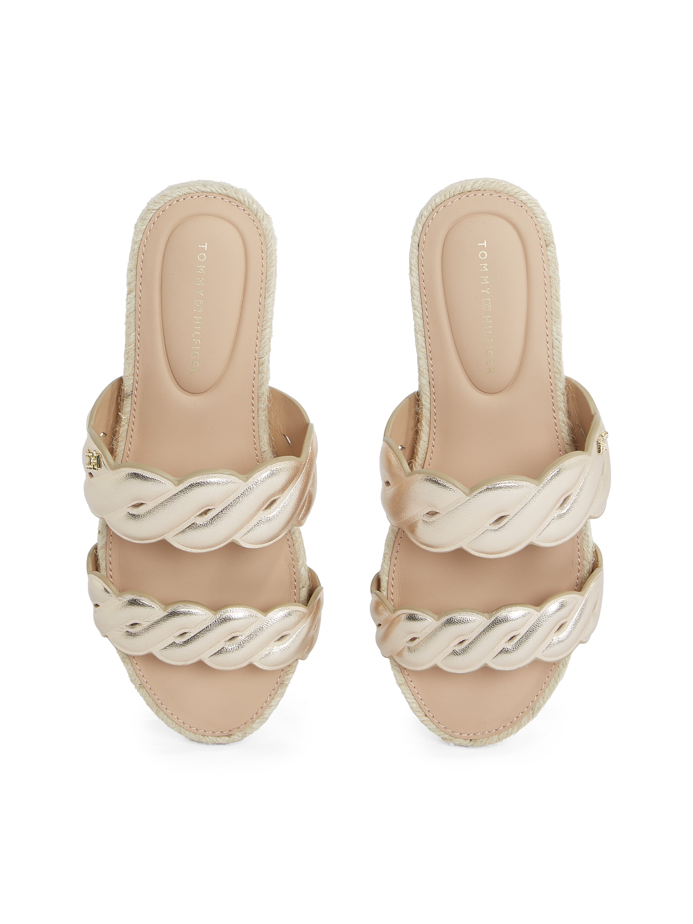 Tommy Hilfiger Pantolette »METALLIC ROPE ESPADRILLE MULE«  , Plateau, Sommerschuh, Flats, Bequemschuh mit geschungener Bandage