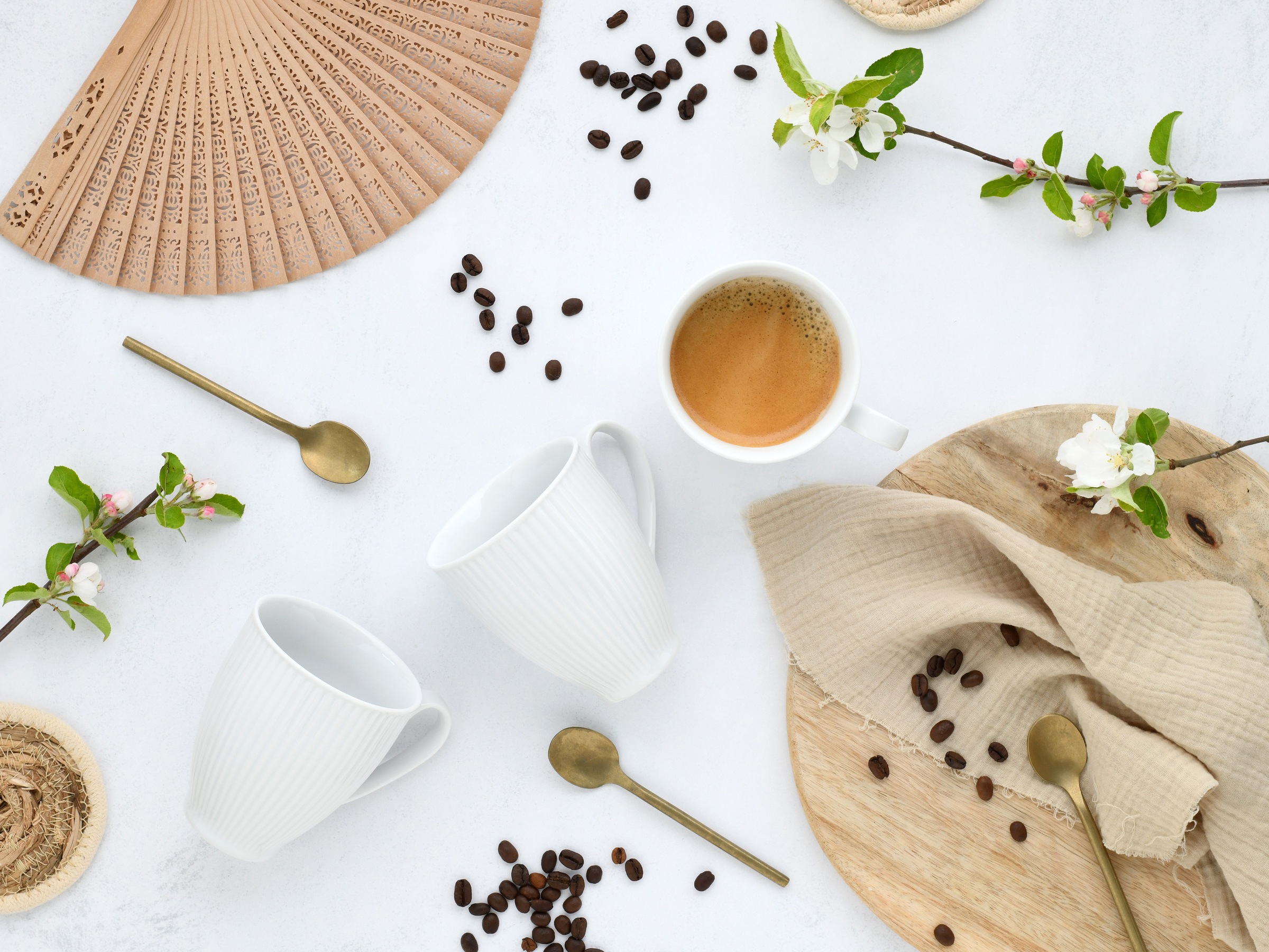 CreaTable Becher »Valencia Weiß, Kaffeebecher, 6-tlg.« Elegant, Boho Chic
