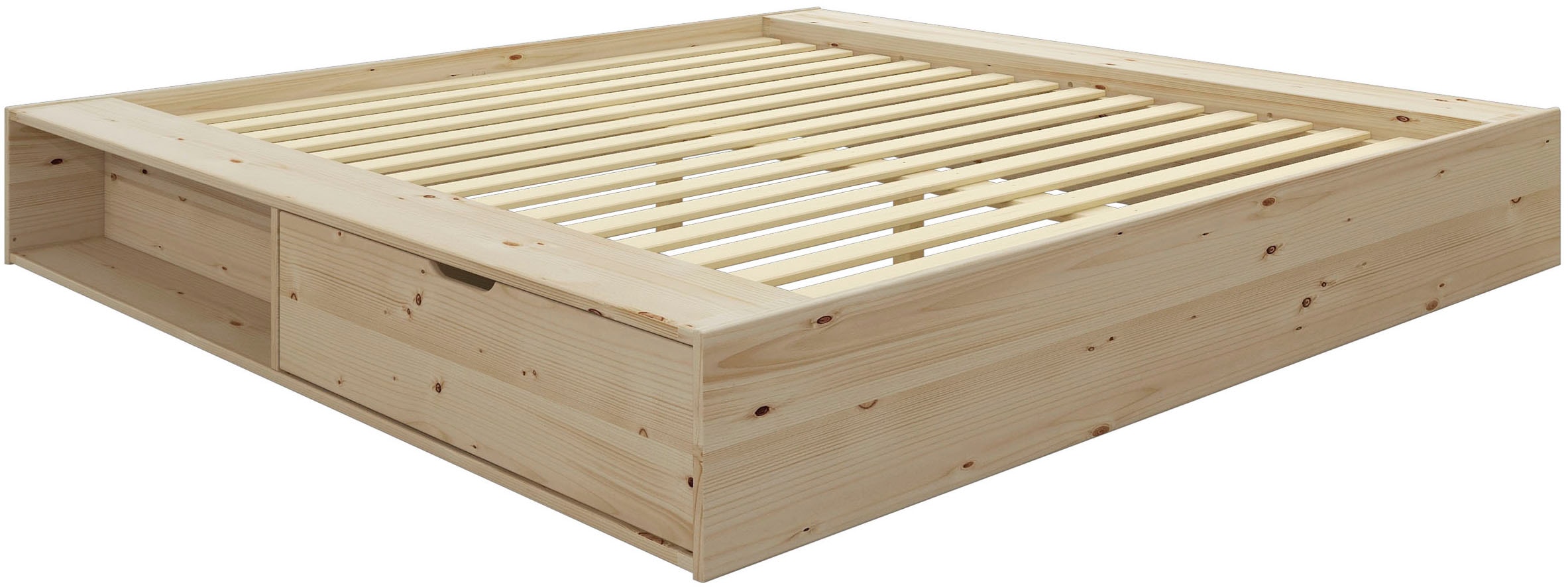 Home affaire Stauraumbett »Erno, Massivholzbett, Futonbett, 275KG belastbar«, (Breite/ Belastbarkeit: 120cm/275 KG, 180cm/275 KG), mit Lattenrost, Massivholz, FSC® zertifiziert, viel Stauraum + Ablagen