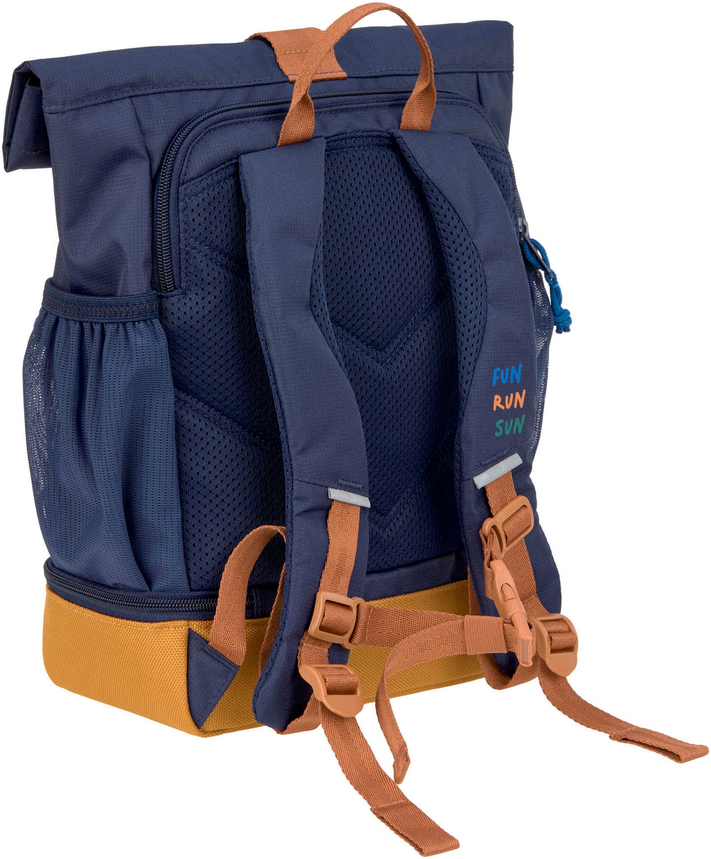 LÄSSIG Kinderrucksack »Little Gang, Mini Rolltop Backpack, navy«, Reflektoren, aus recycelten PET-Flaschen