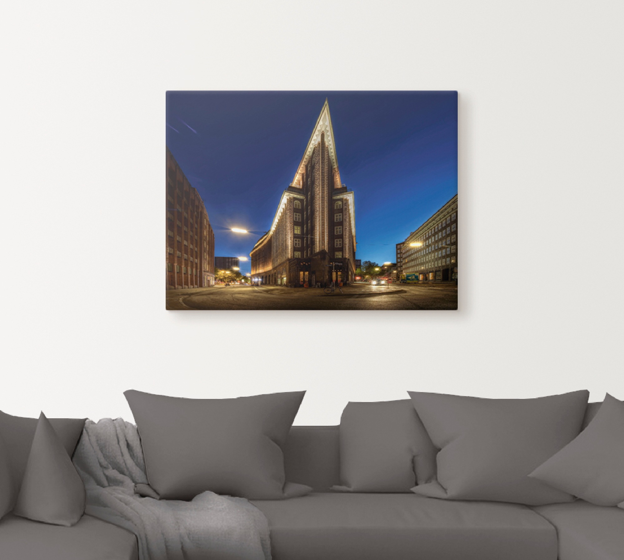 Artland Leinwandbild »Hamburg Chilehaus«, Gebäude, (1 St.), auf Keilrahmen gespannt