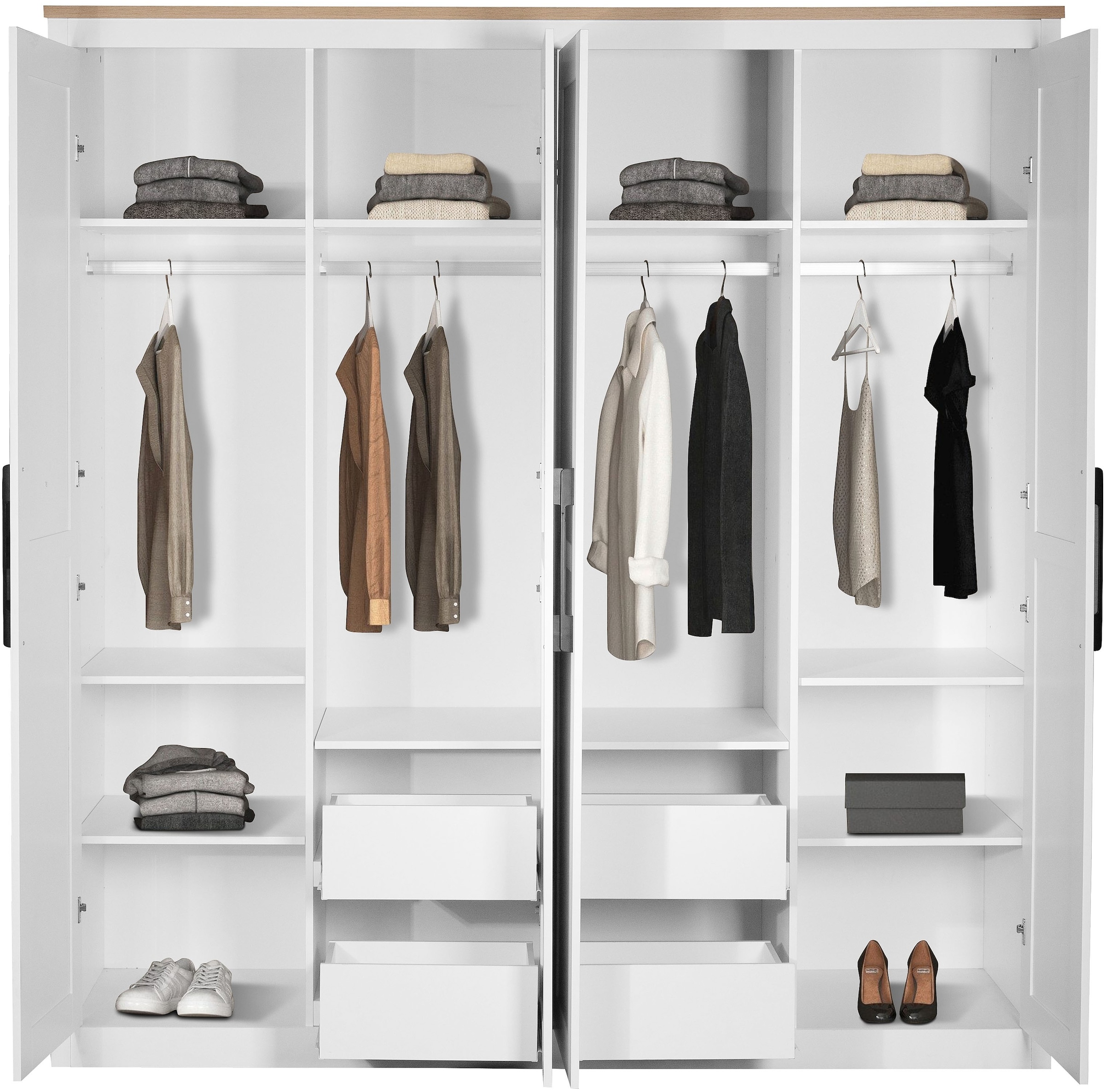 OTTO home Kleiderschrank »Büsum Schlafzimmer Schrank« stabile robuste Bauweise mit optimaler Aufteilung,  Schlafzimmerschrank Landhaus Design Garderobe Schrank Bestseller