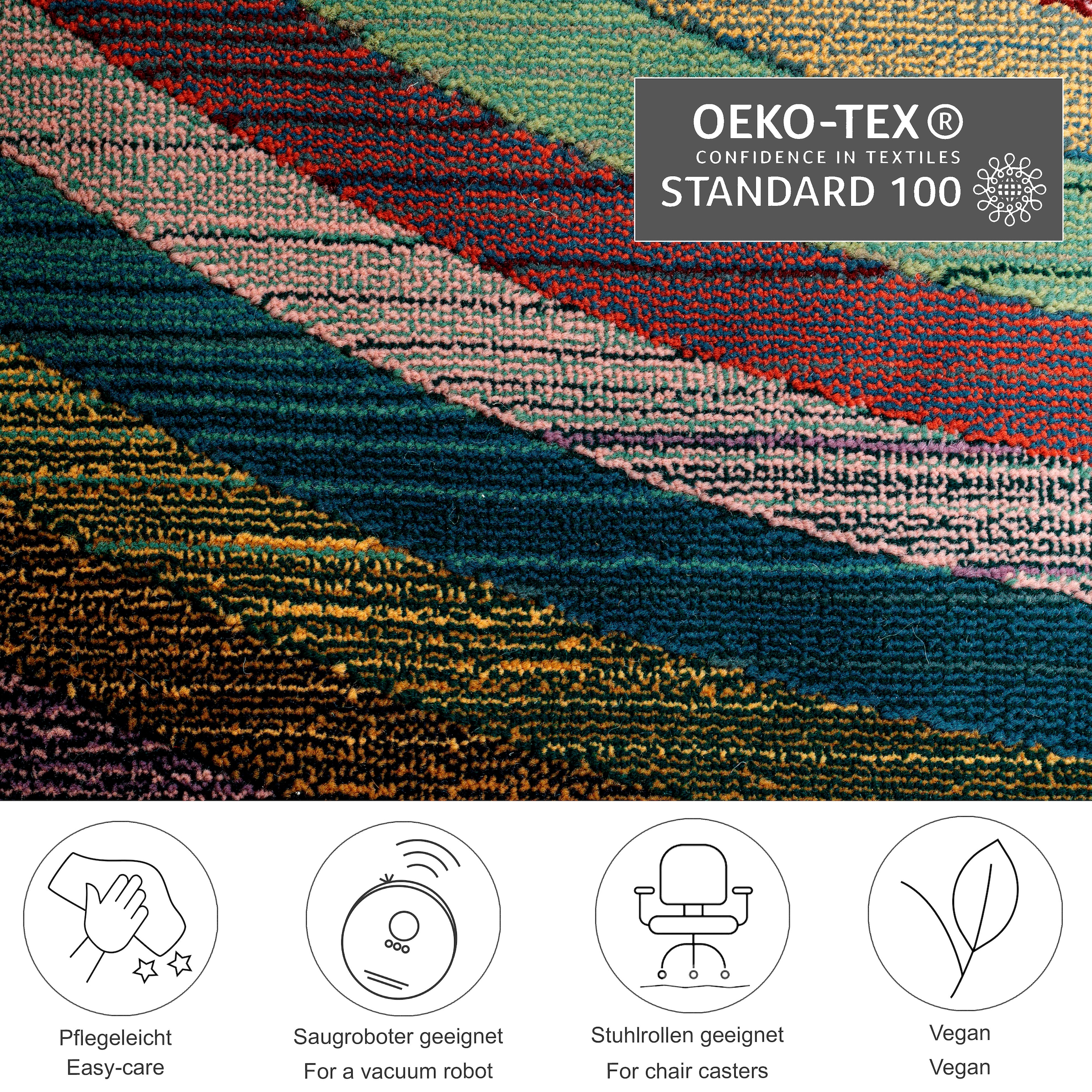 THEKO Teppich »Gabiro 001« rund 10 mm Höhe gewebt, ideal im Wohnzimmer & Schlafzimmer