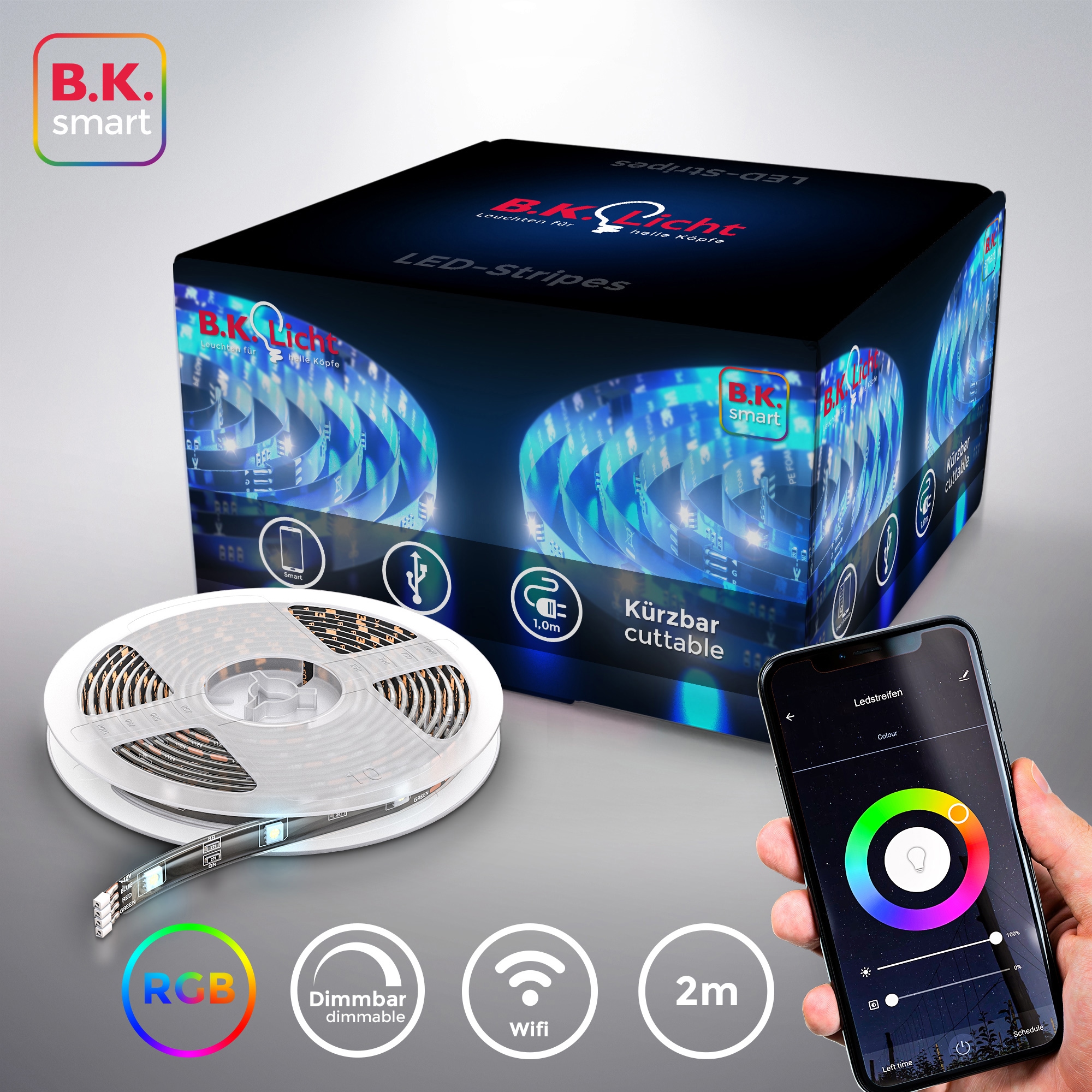B.K.Licht LED-Streifen »Wifi RGBIC«, 300 St.-flammig, Lichtleiste, mit  Musiksensor, smartes LED Band, Selbstklebend bequem bestellen