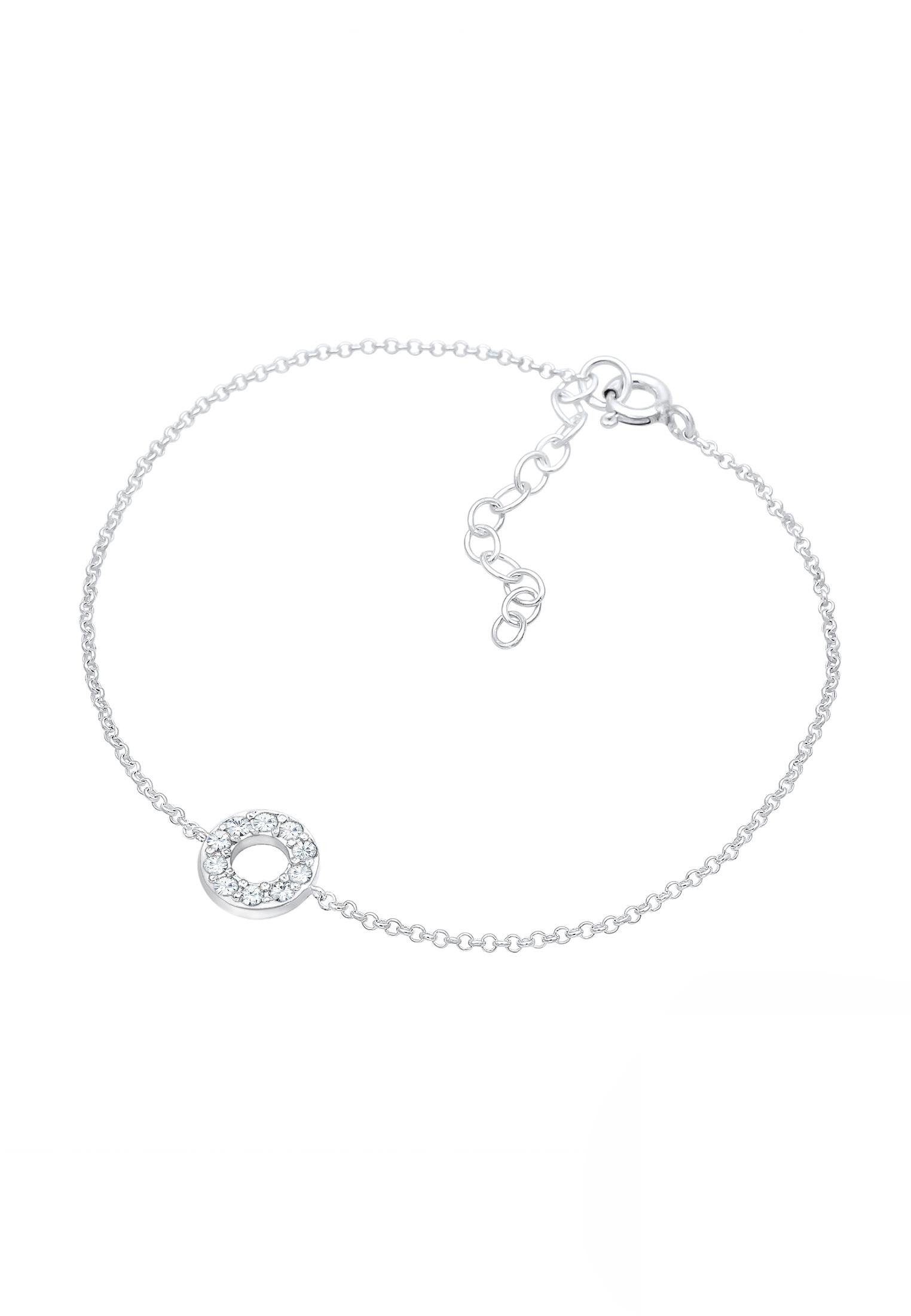 Elli Armkette »Armband Kreis Glas Kristalle Weiß 925 Sterling Silber«
