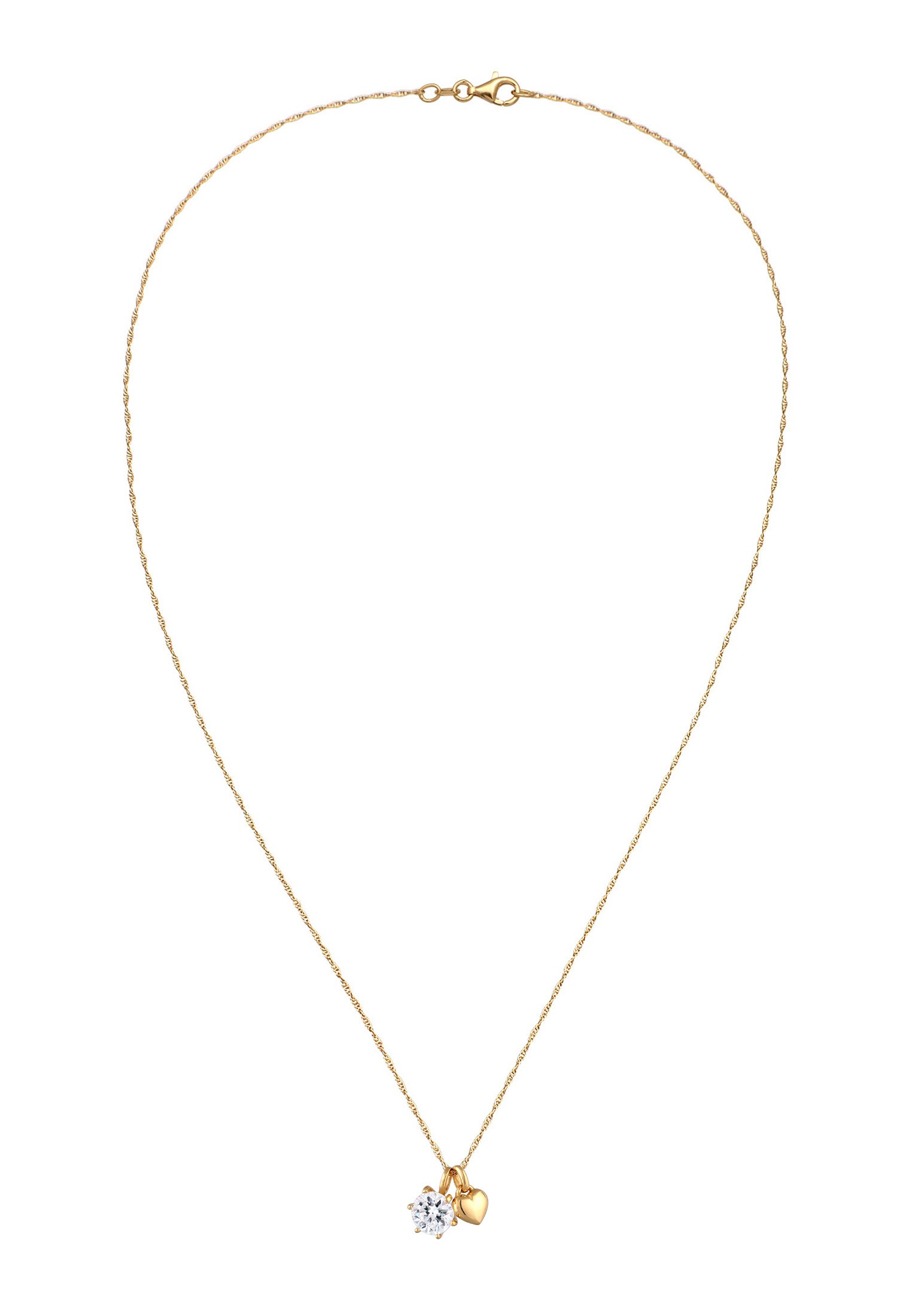 Elli Lange Kette »Halskette Herz Solitär Glas Kristall 925 Sterling Silber«