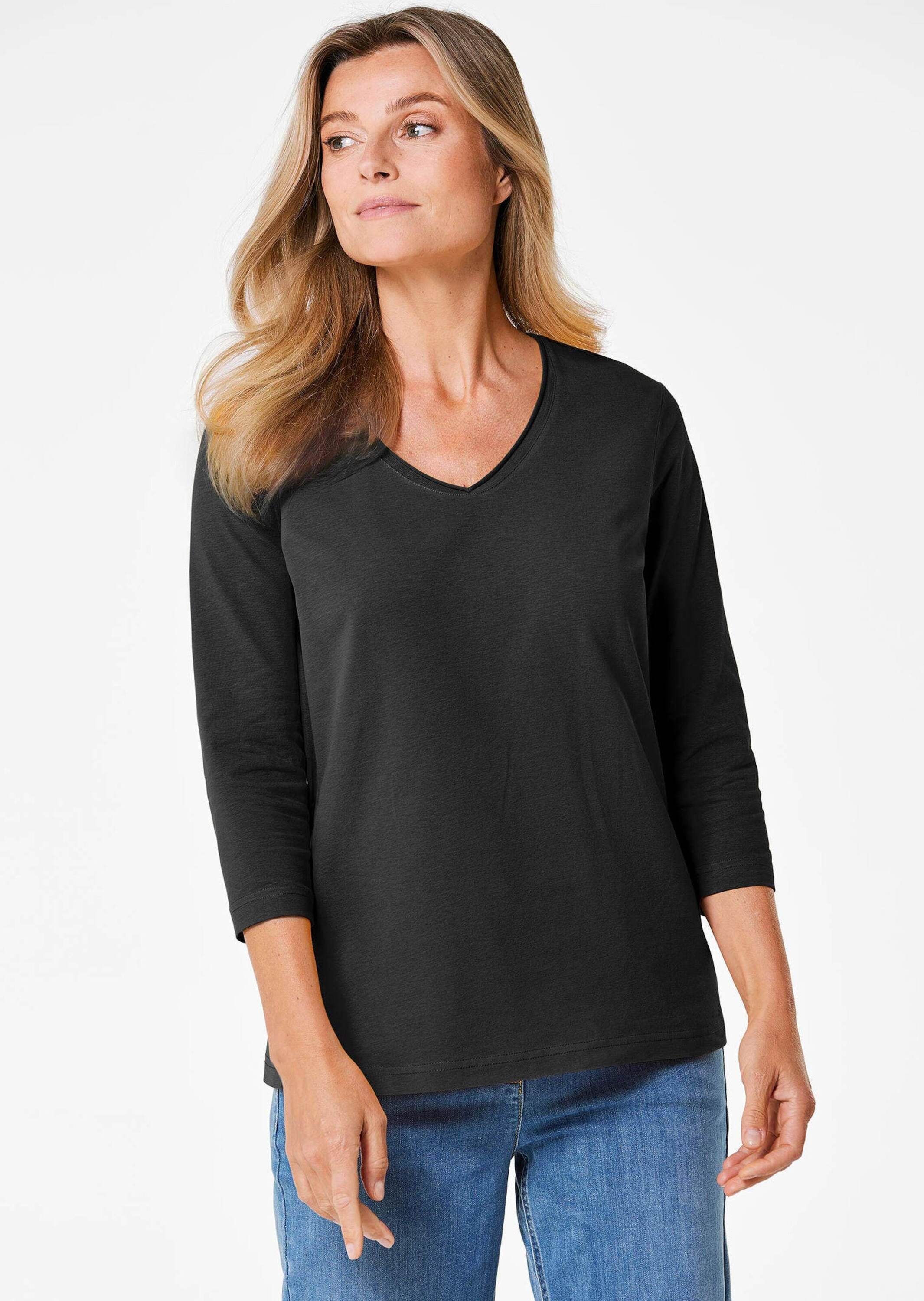 GOLDNER 3/4-Arm-Shirt »Shirt mit V-Ausschnitt« keine/nicht relevant