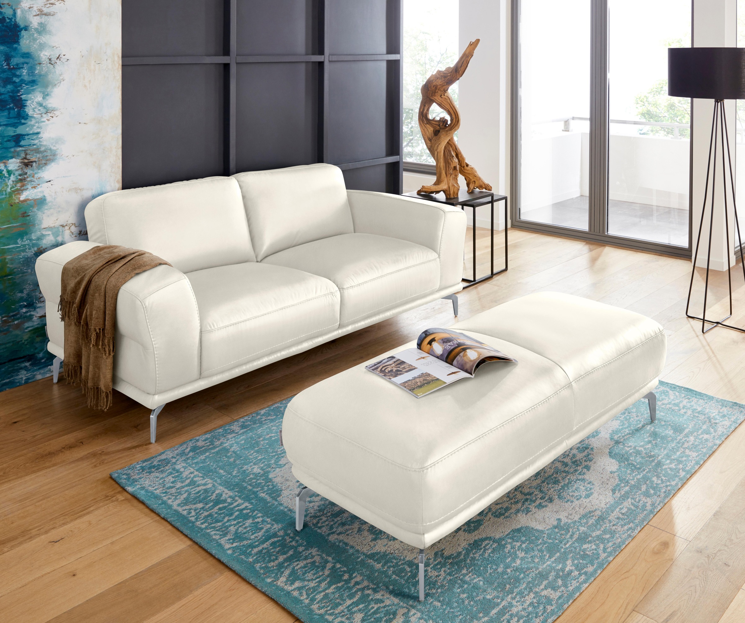 W.SCHILLIG Hocker »montanaa« mit Metallfüßen in Silber matt, Breite 141 cm