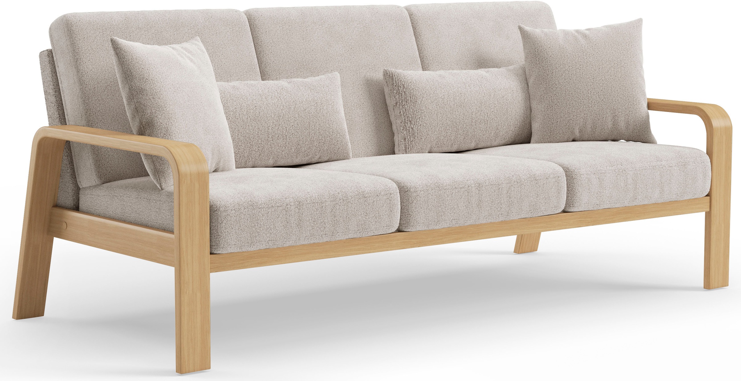 sit&more 3-Sitzer »Kolding«, Armlehnen aus Buchenholz in natur, verschiedene Bezüge und Farben