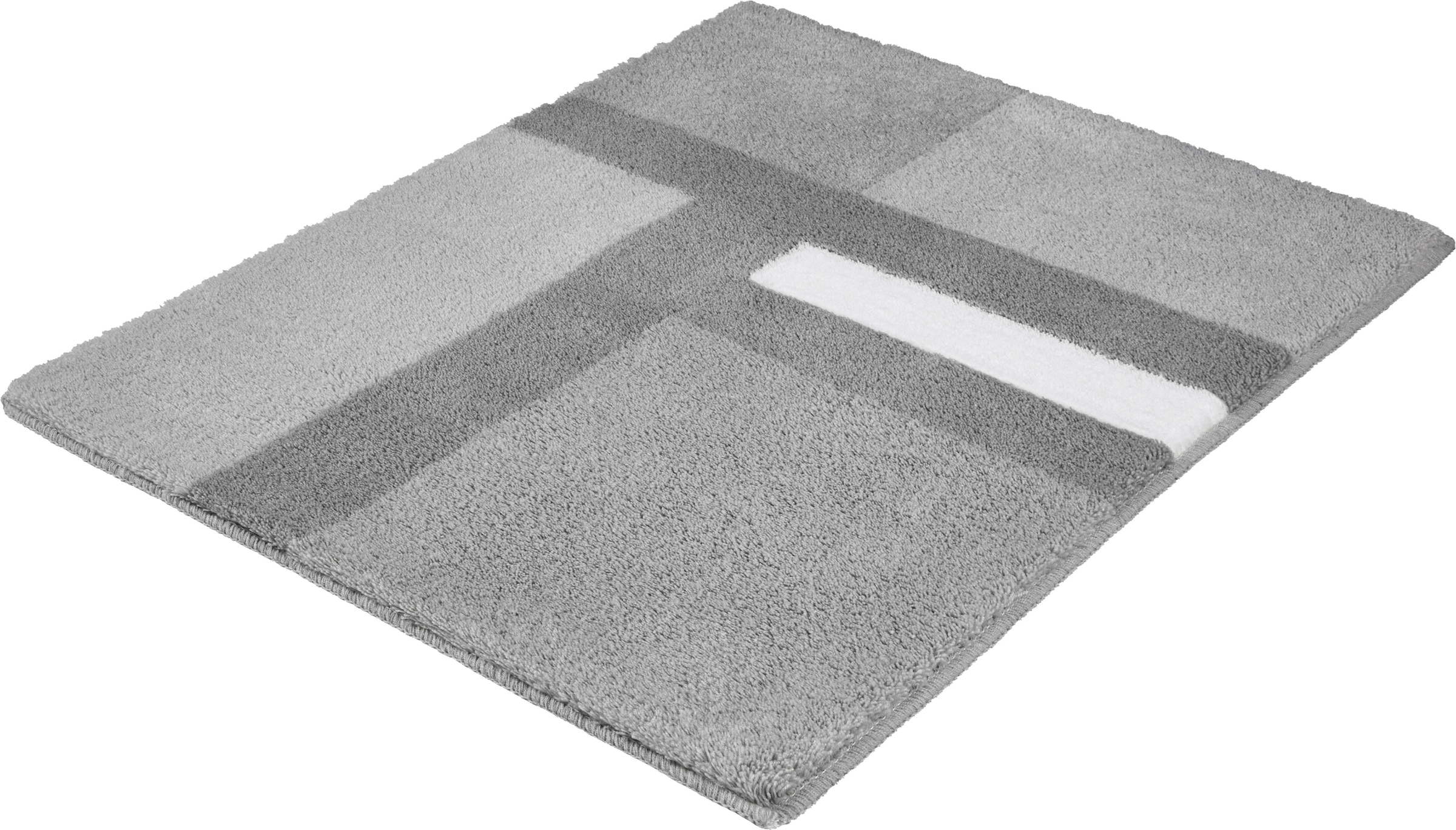 Kleine Wolke Badematte »»Ariana«, Badvorleger, Badezimmer Teppich« Höhe 20 mm rutschhemmend beschichtet fußbodenheizungsgeeignet Geometrisches Design mit kontrastierendem Mittelstreifen