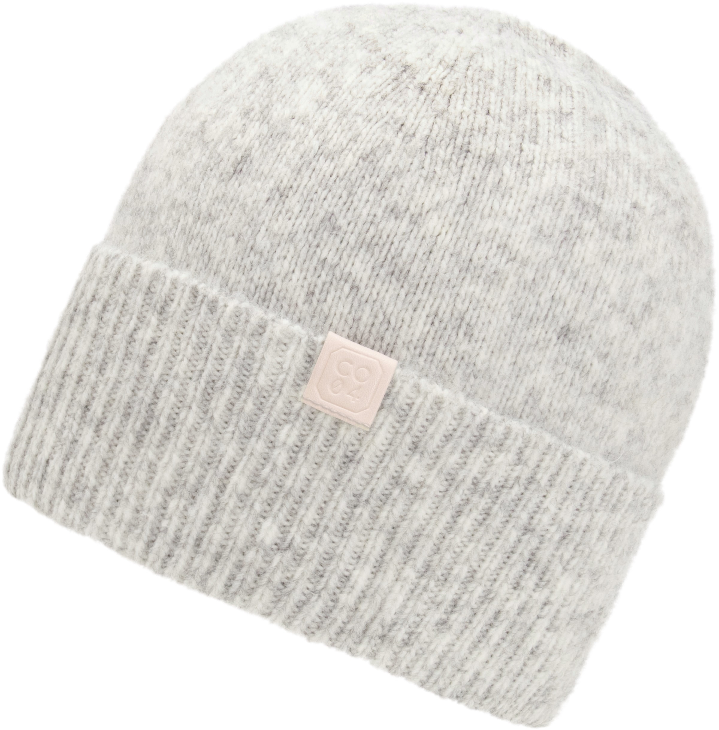 chillouts, Damen, Strickmütze »Riana Hat« mit dezentem Markenlogo und breitem Umschlag, grey melange, grey melange, Damenmütze von Chillouts