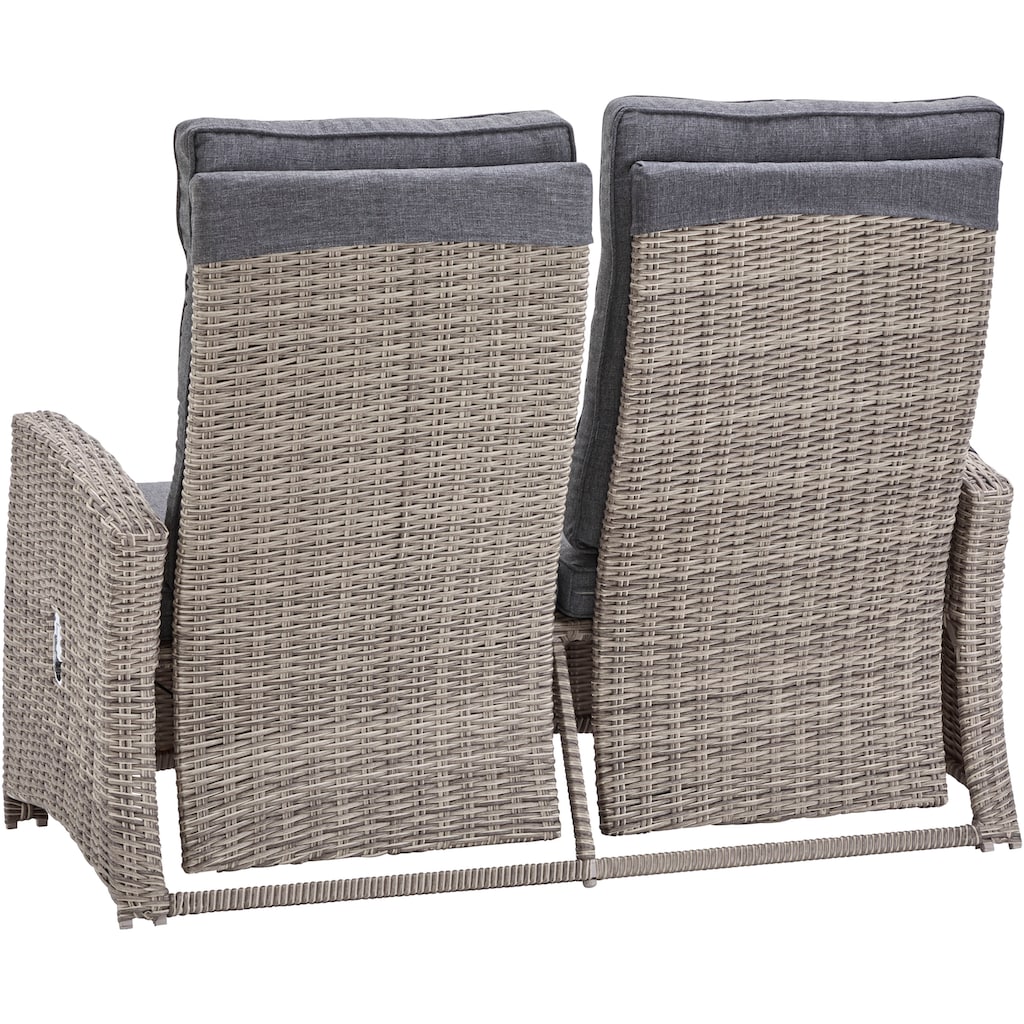 KONIFERA Gartenlounge-Set »Monaco«, (Set, 16 tlg., inkl. Auflagen, Alu, Polyrattan), höhenverstellbarer Tisch 43,5 - 66,5 cm