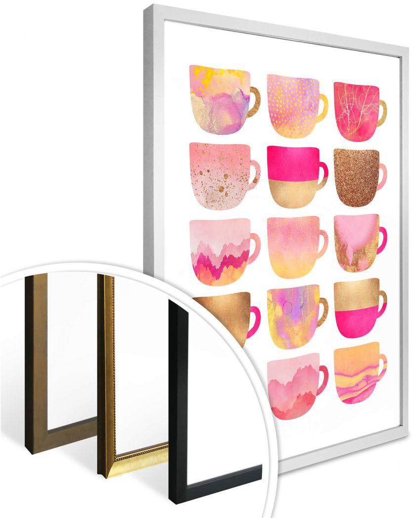 bestellen Raten St.) auf & Besteck, Poster Pink«, Geschirr Wall-Art (1 »Kaffeetassen