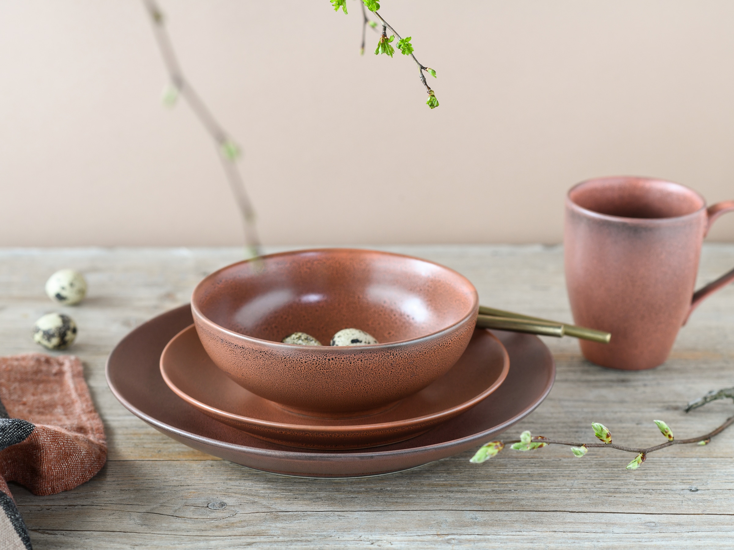 CreaTable Kombiservice »Sierra Nevada, Service 16-tlg.« Seidenmatte reaktive Spezialglasur, Vintage Effekt