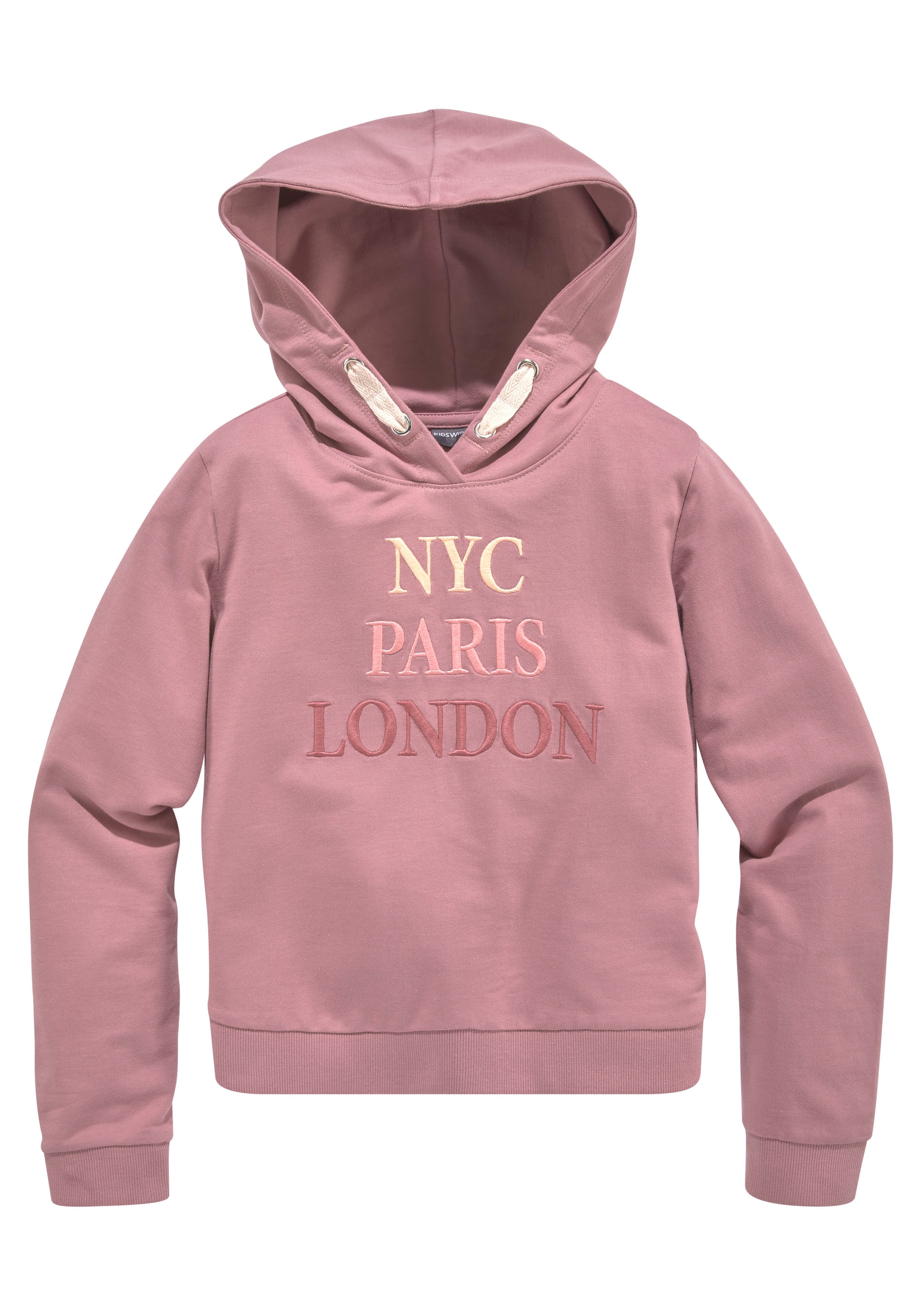 KIDSWORLD Kapuzensweatshirt »NYC Paris London«, mit Stickerei bei ♕