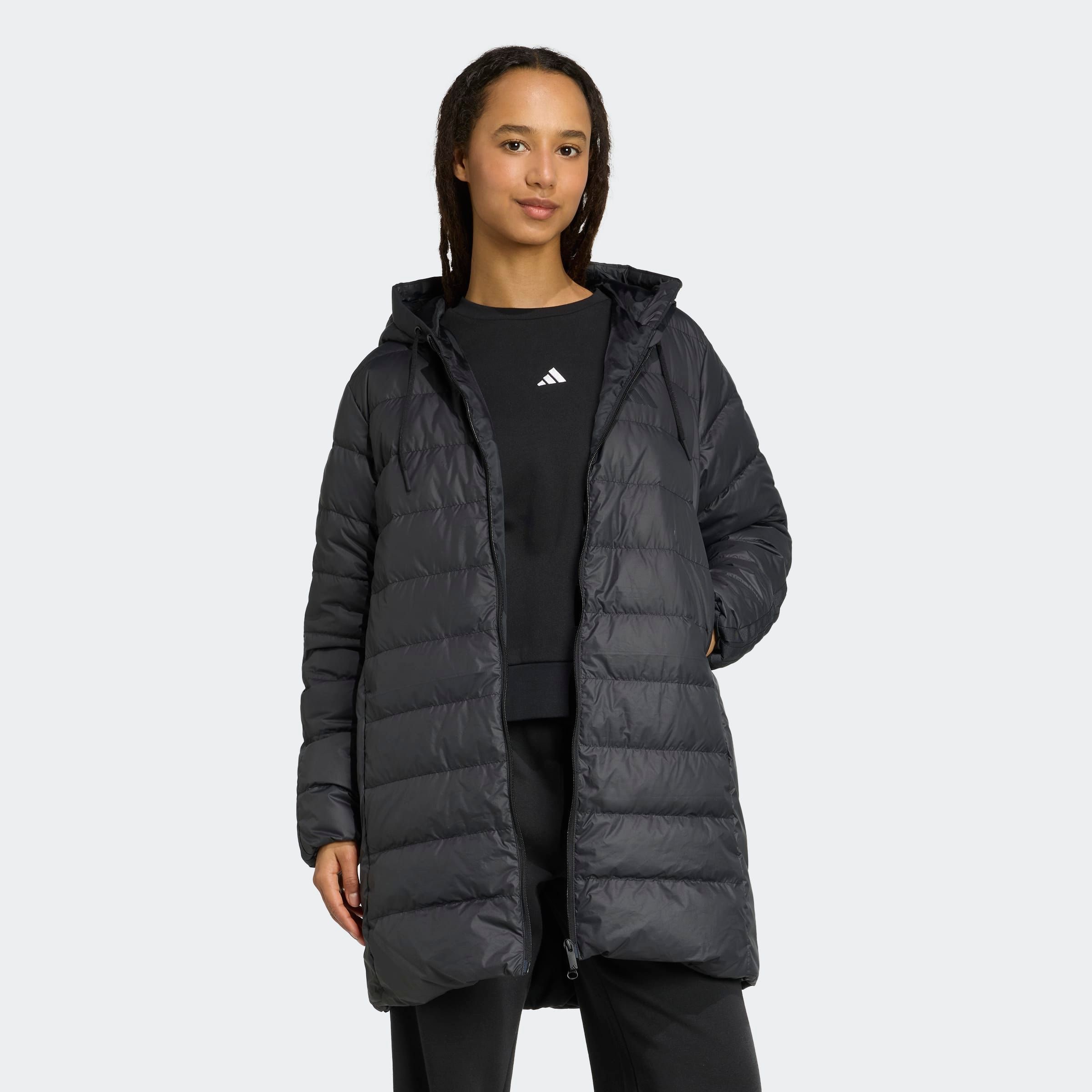 adidas Sportswear Daunenjacke »ESSENTIALS CLIMAWARM 3-STREIFEN LIGHT DAUNENPARKA MIT KAPUZE« für Erwachsene, mit wärmender Wattierung aus Entendaune und Federn