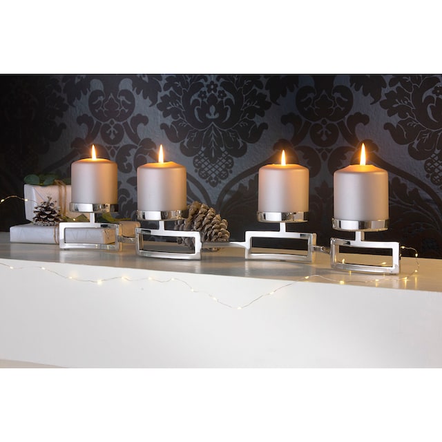 Fink Kerzenleuchter »HOMMAGE, Weihnachtsdeko«, (1 St.), silberfarben - aus  Edelstahl und Glas, 4-flammig, Adventsleuchter auf Rechnung kaufen