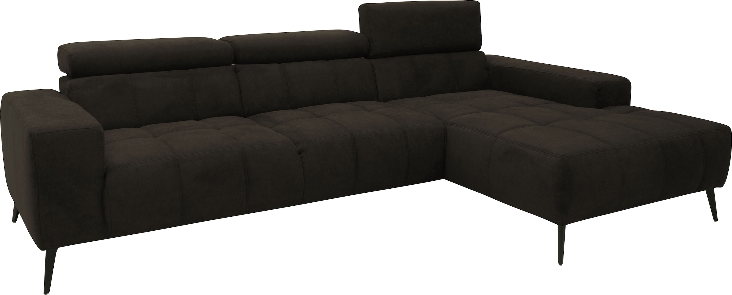 DOMO collection Ecksofa »Trento L-Form, mit Kufenfuß oder Einzelfuß«, wahlweise mit Kopfteilverstellung, Recamiere links/rechts bestellbar