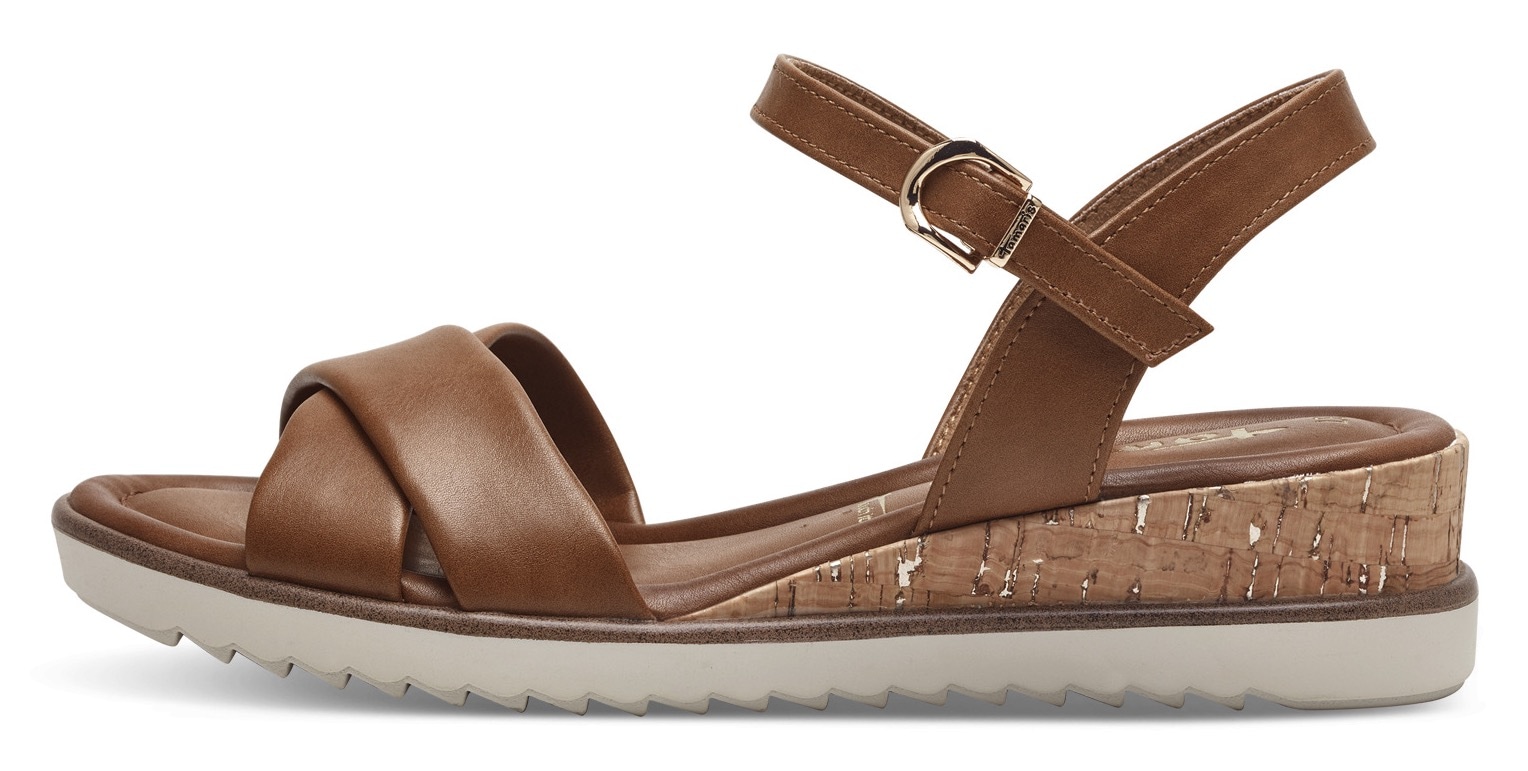 Tamaris Sandalette, Keilabsatz, Sommerschuh, Riemchensandale mit Schnallenverschluss