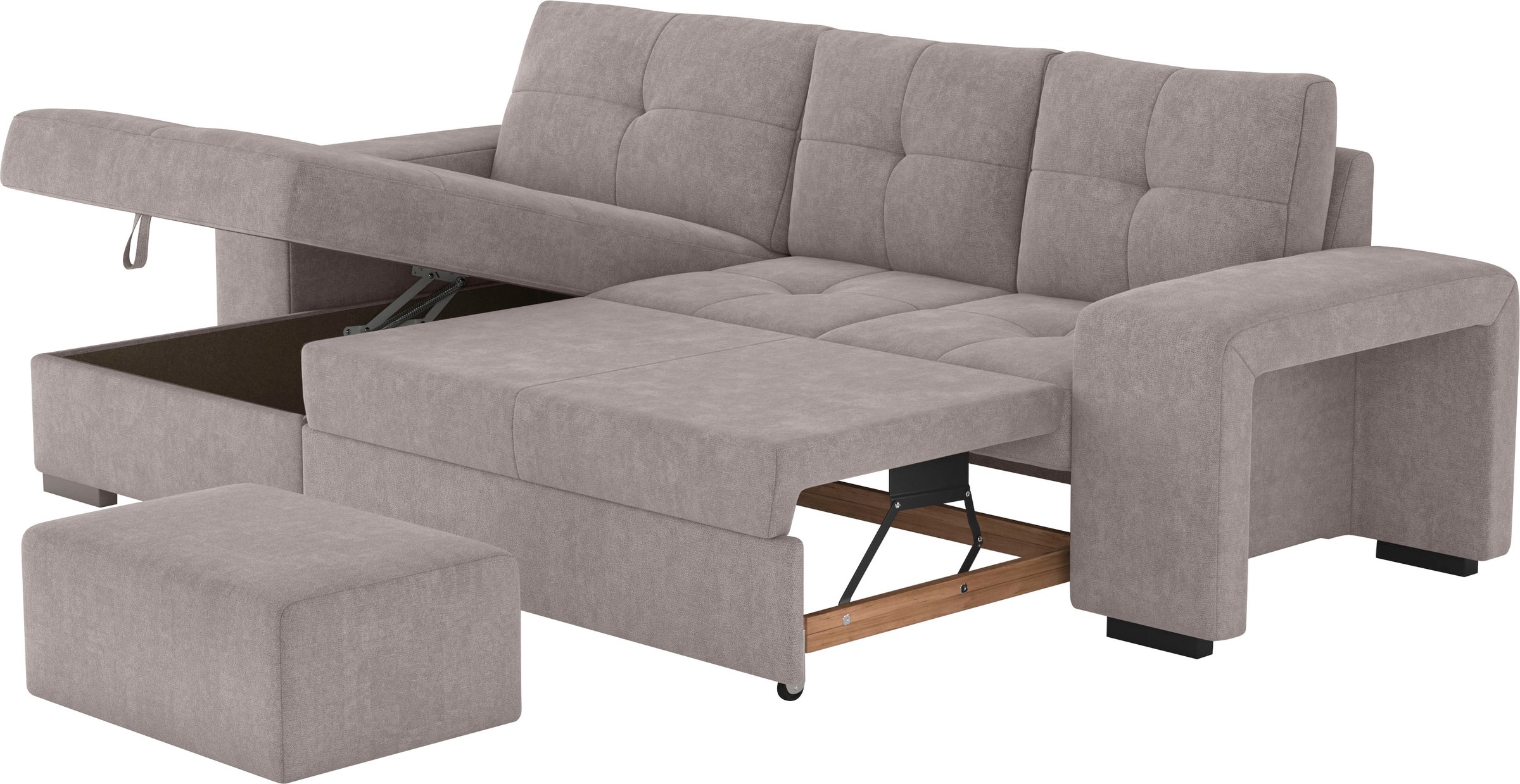 COTTA Ecksofa »Mattina L-Form«, mit Hocker, wahlweise mit Bettfunktion & Bettkasten