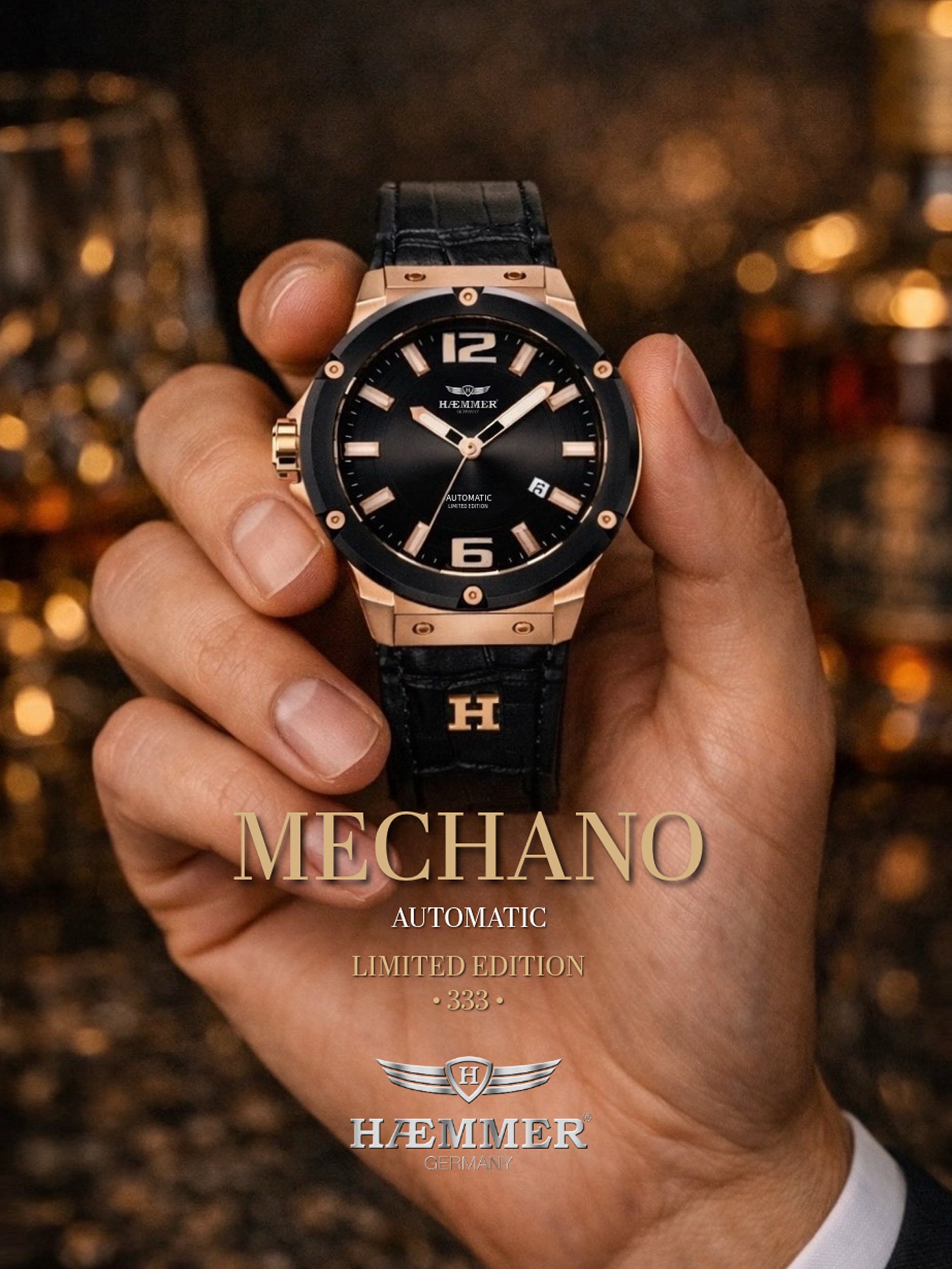 HAEMMER GERMANY Automatikuhr »MECHANO« Armbanduhr, Herrenuhr, Mechanische Uhr, analog, Tag