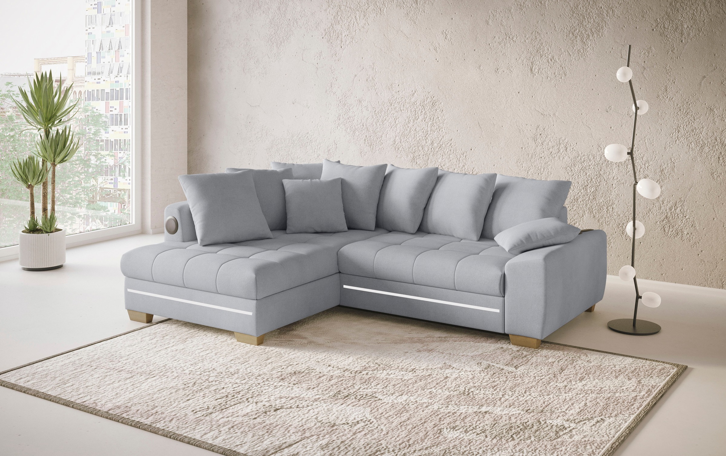 Mr. Couch Ecksofa »Nikita II, L-Form«, mit Kaltschaum, RGB-LED, Soundsystem, wahlweise mit Bett, Bettkasten