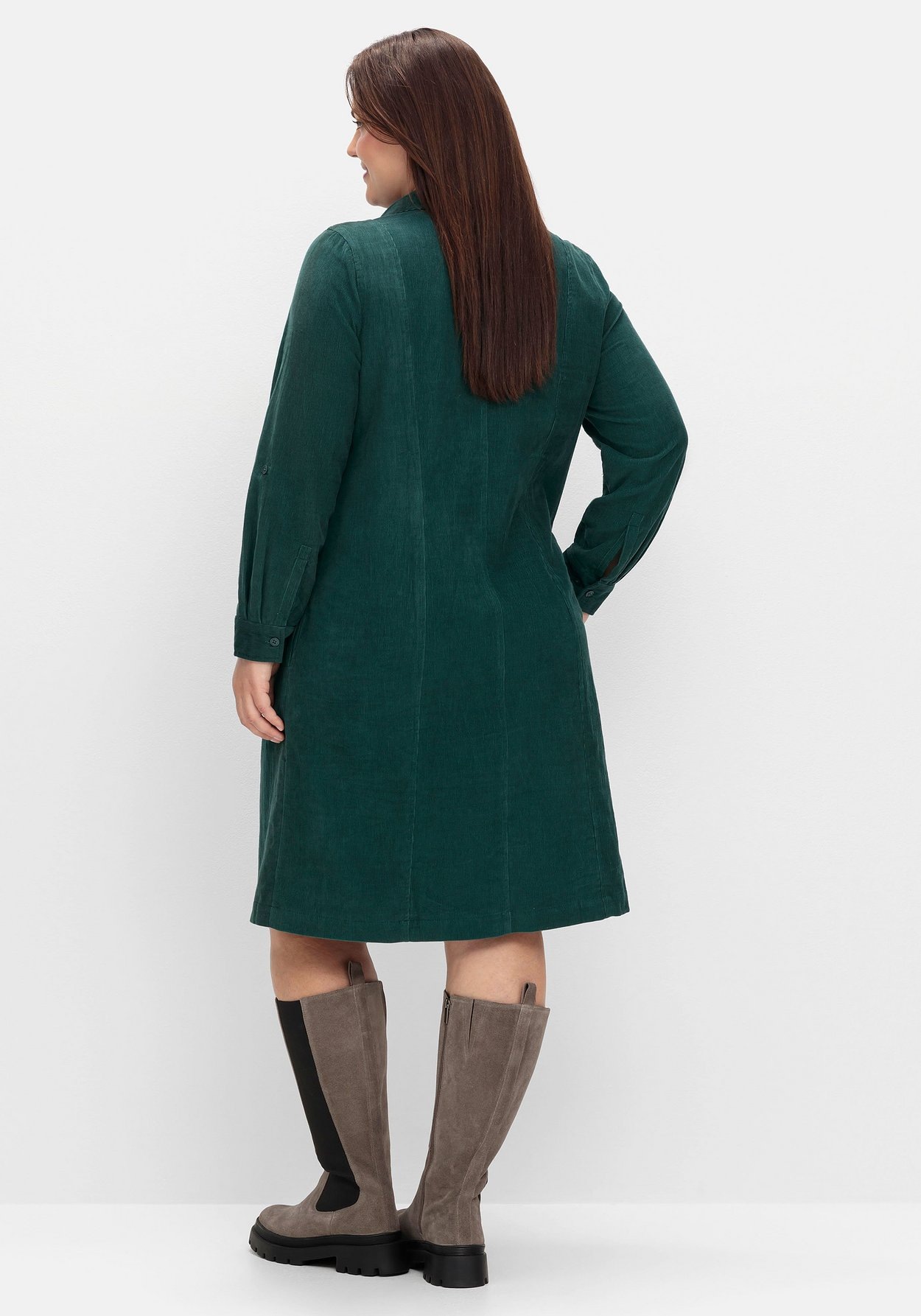 Sheego Blusenkleid »Hemdblusenkleid aus weichem Cord, mit Krempelarm«