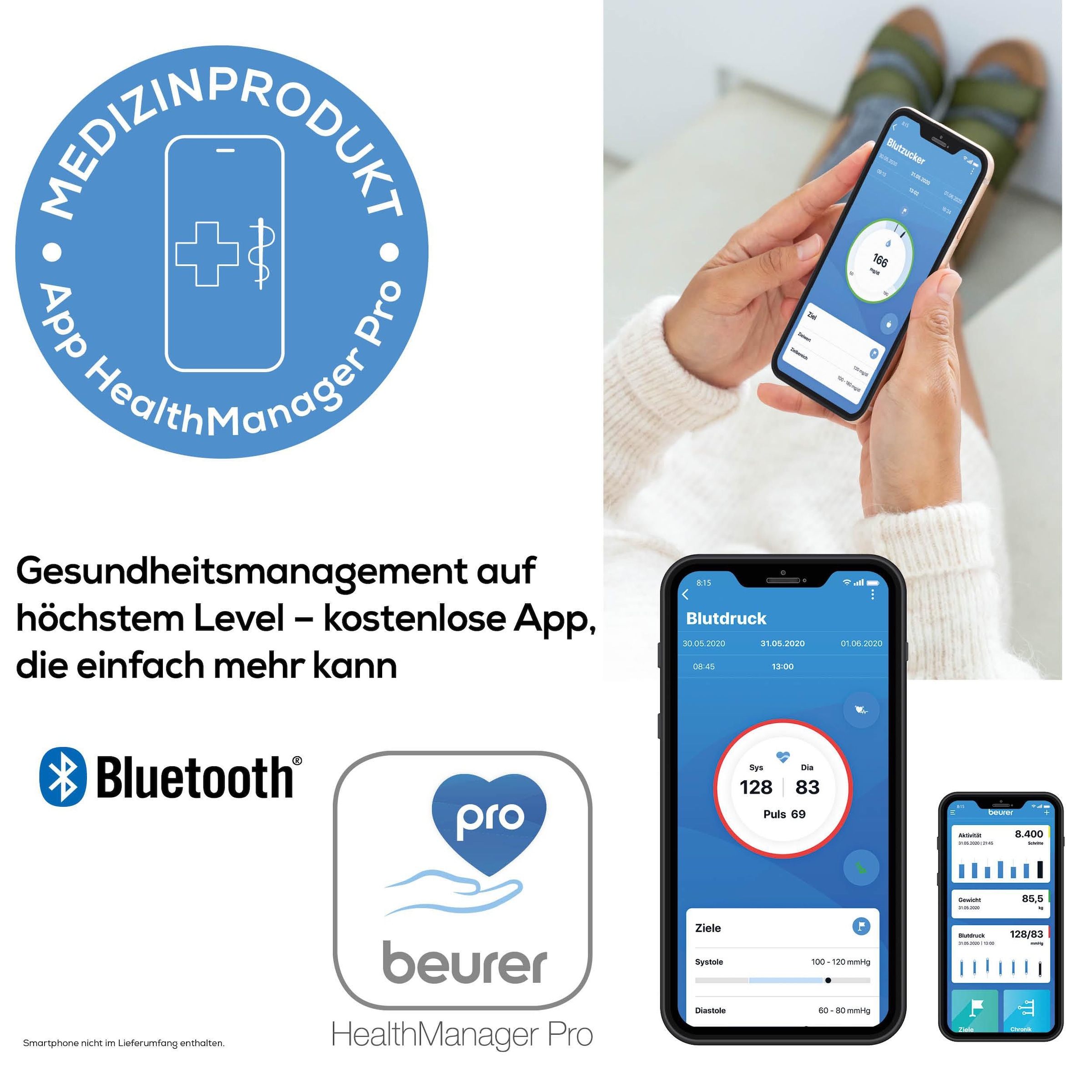 BEURER Handgelenk-Blutdruckmessgerät »BC 54 mit farbigem Risikoindikator und Arrhythmie-Erkennung«, Inkl. Aufbewahrungsbox und Blutdruckpass zur Dokumentation der Werte