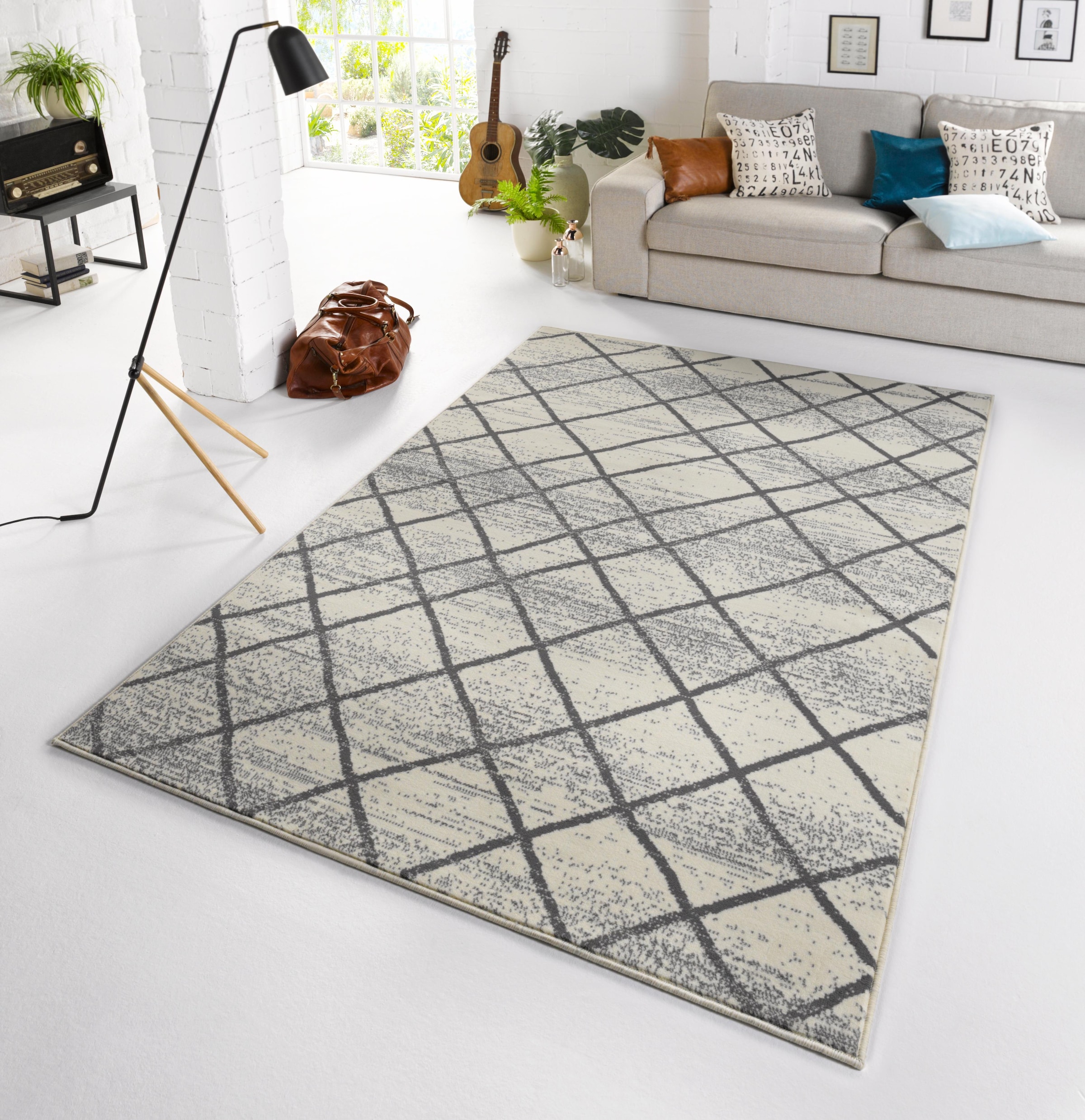 HANSE Home Teppich »Rhombe«, rechteckig, 9 mm Höhe, Geometrische Rauten Design, Scandi Look, Robust, Pflegeleicht