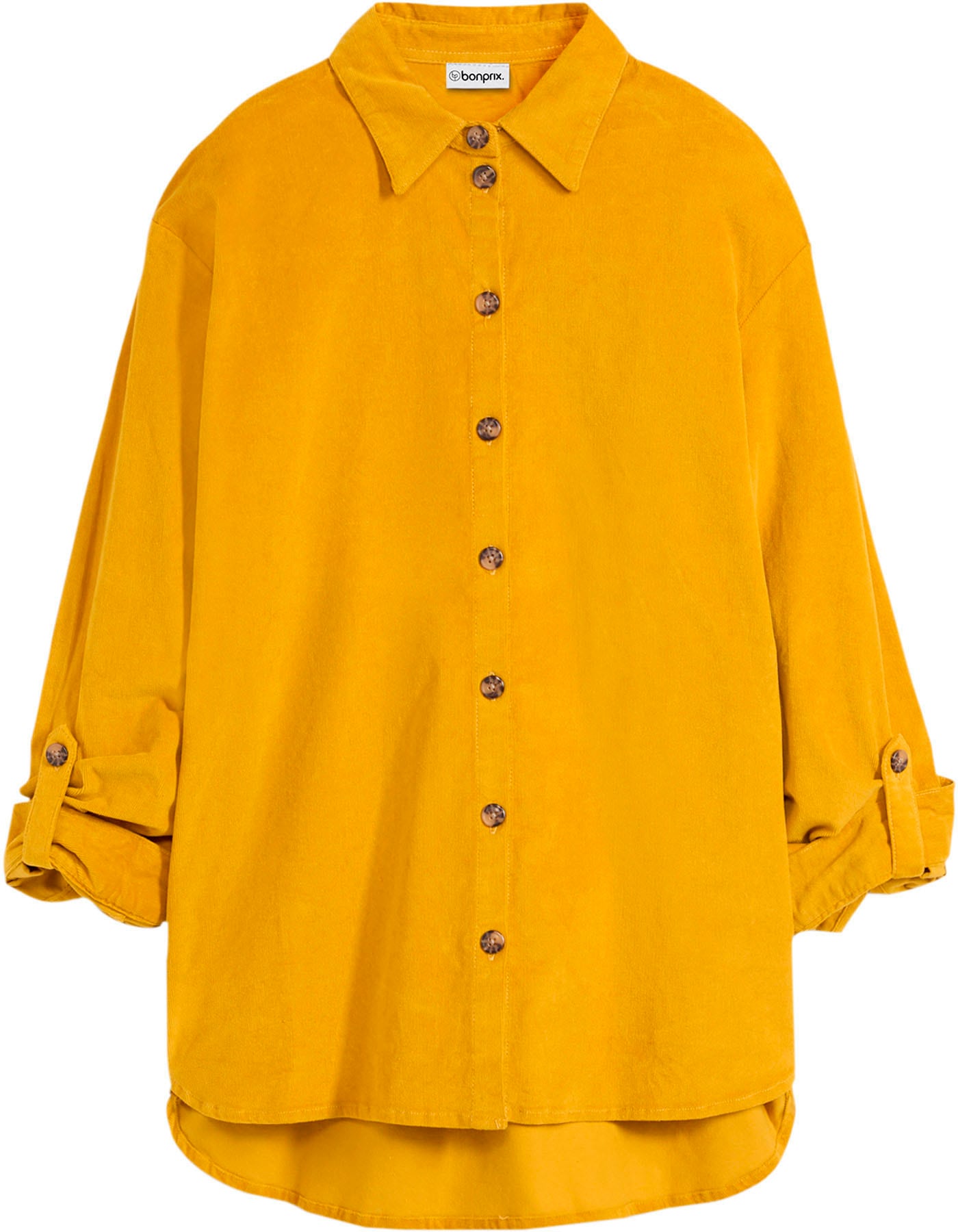 bonprix Langarmbluse »Cord-Hemd mit Seitenschlitz« lockere Passform, für den Alltag, aus Cord, mit Hemdblusenkragen