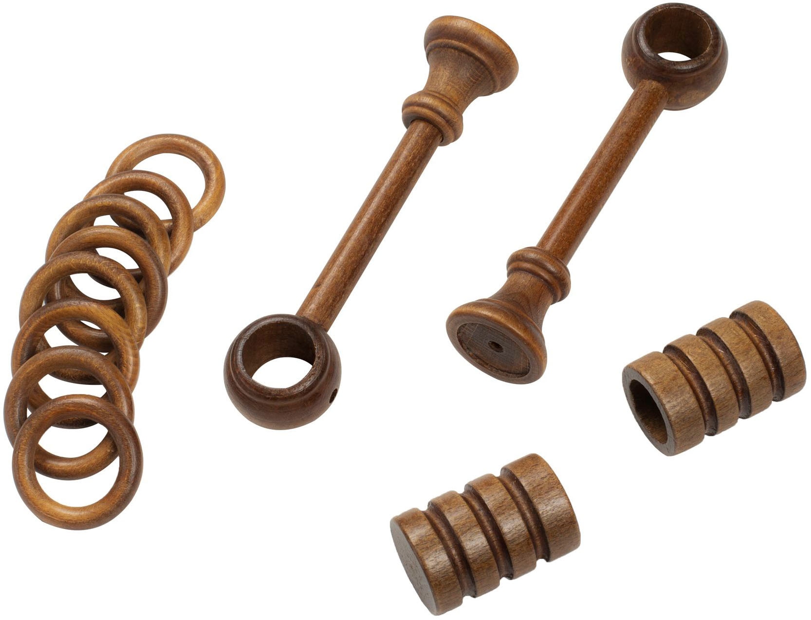 SN DECO GROUP Gardinenstange »Pisa« 1 läufig-läufig Fixmaß 28 mm, Holz, verschiedene Längen und Farben, Komplettset