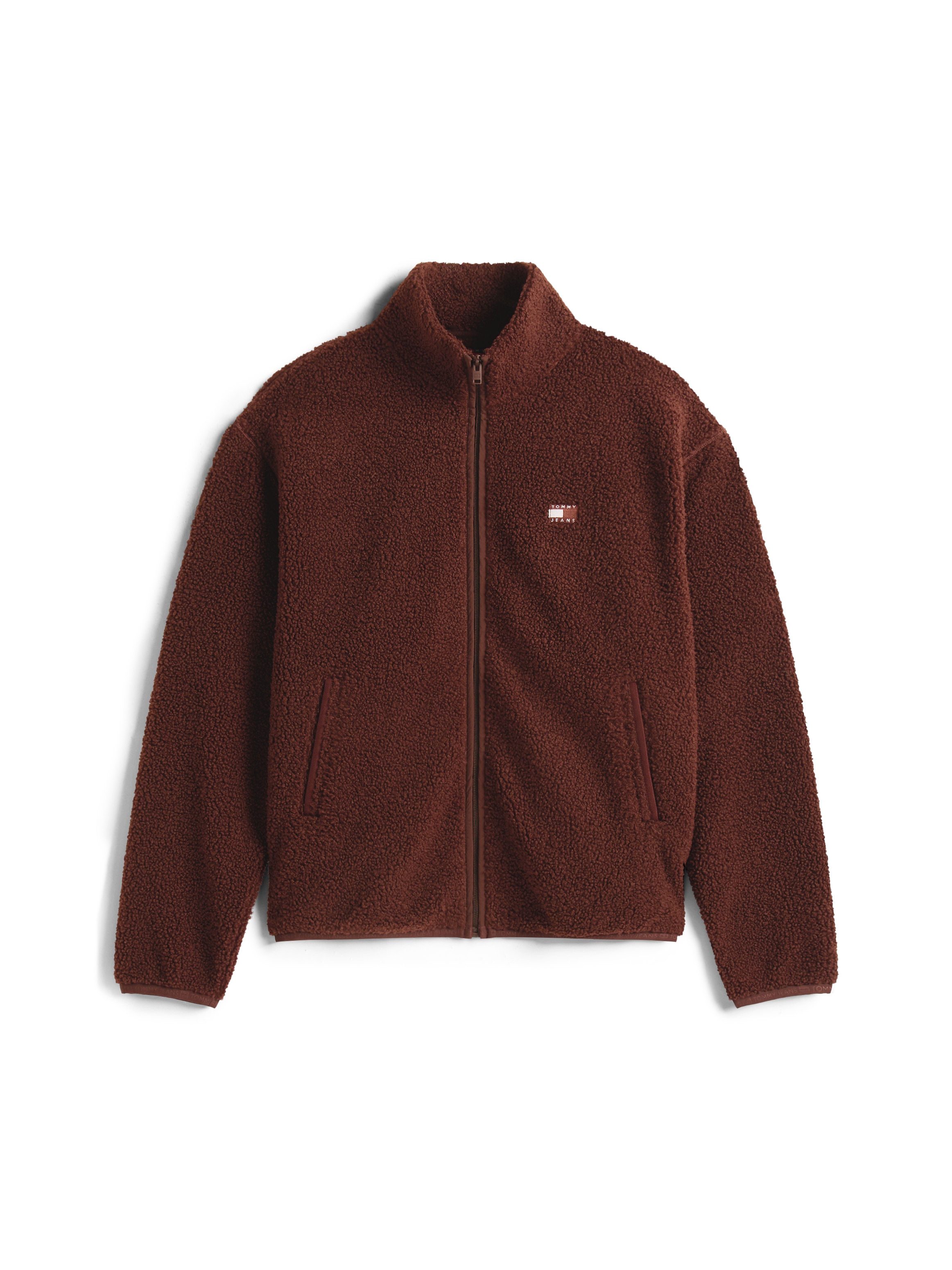 Tommy Jeans Sweatjacke »BADGE TEDDY«, Relaxed fit, Teddy-Fleece, Stehkragen
